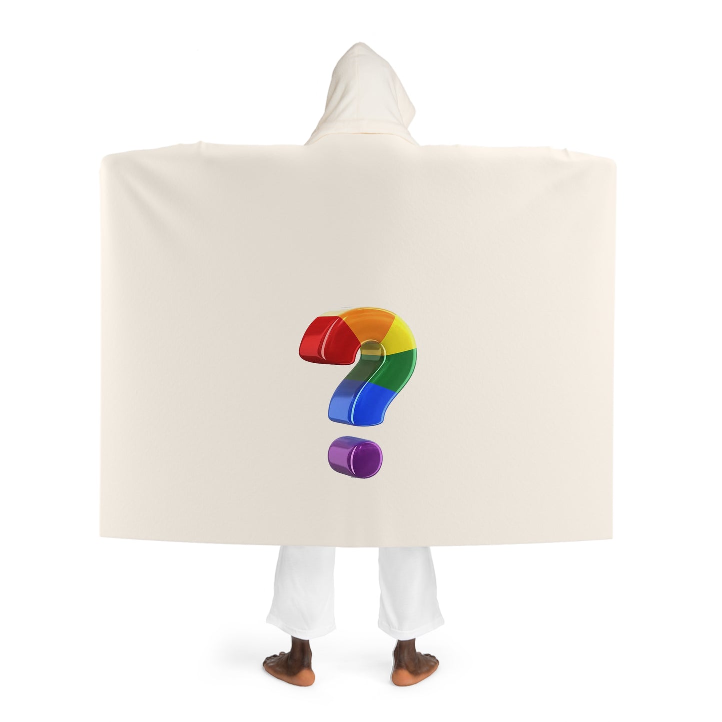 Rainbow "?" Hooded Sherpa Blanket