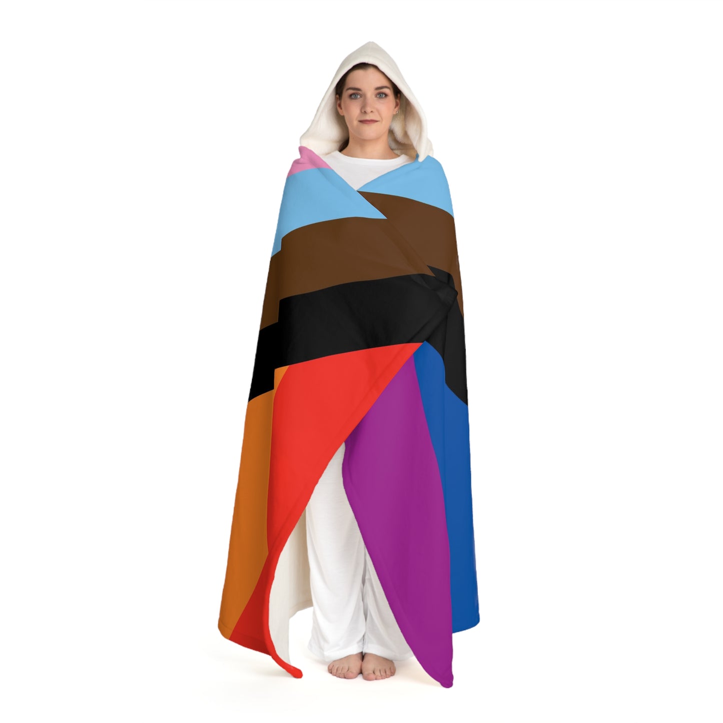 Rainbow Flag (Philly Inspired) Hooded Sherpa Blanket