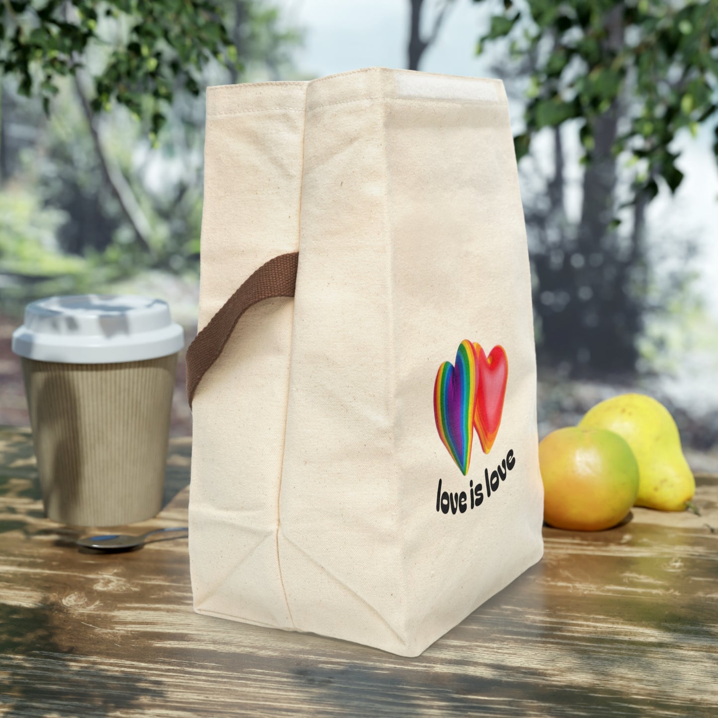 Canvas Lunch Bag Love is Love Hearts