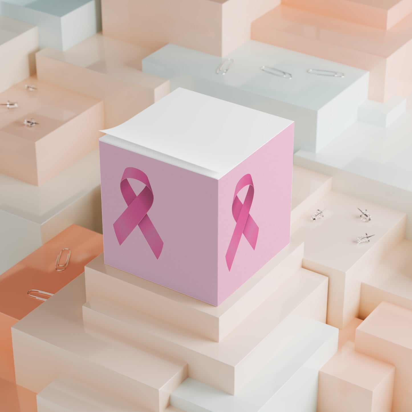 Note Cube Pink Ribbon