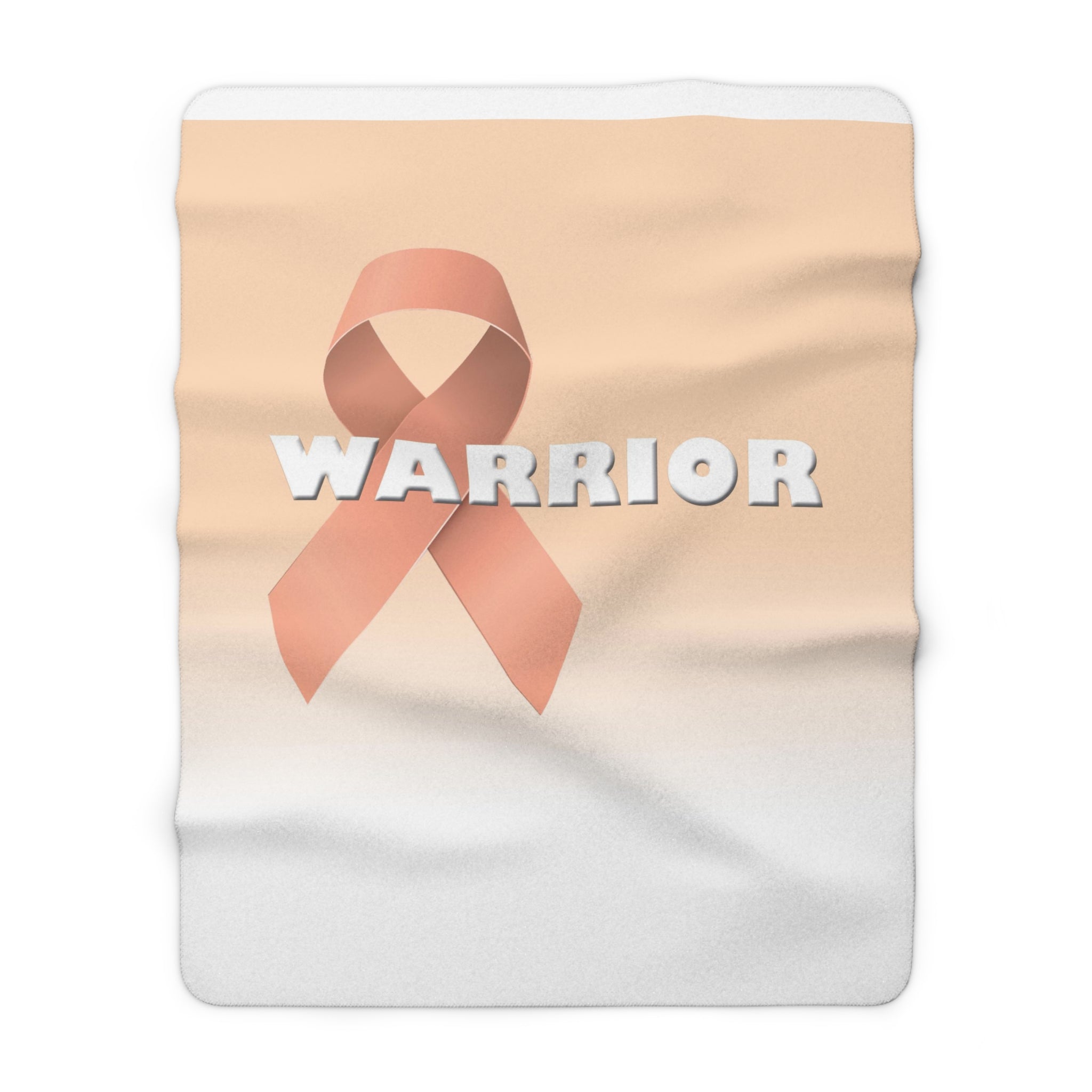 Peach Ribbon Warrior Sherpa Fleece Blanket