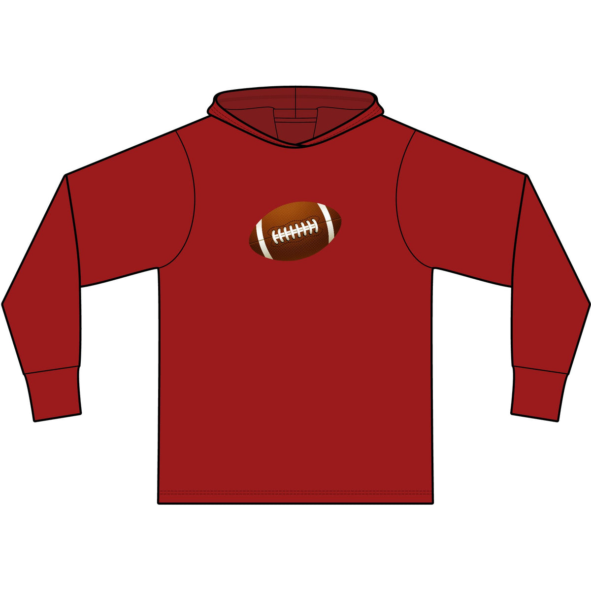 Football Long Sleeve Hooded T-Shirt