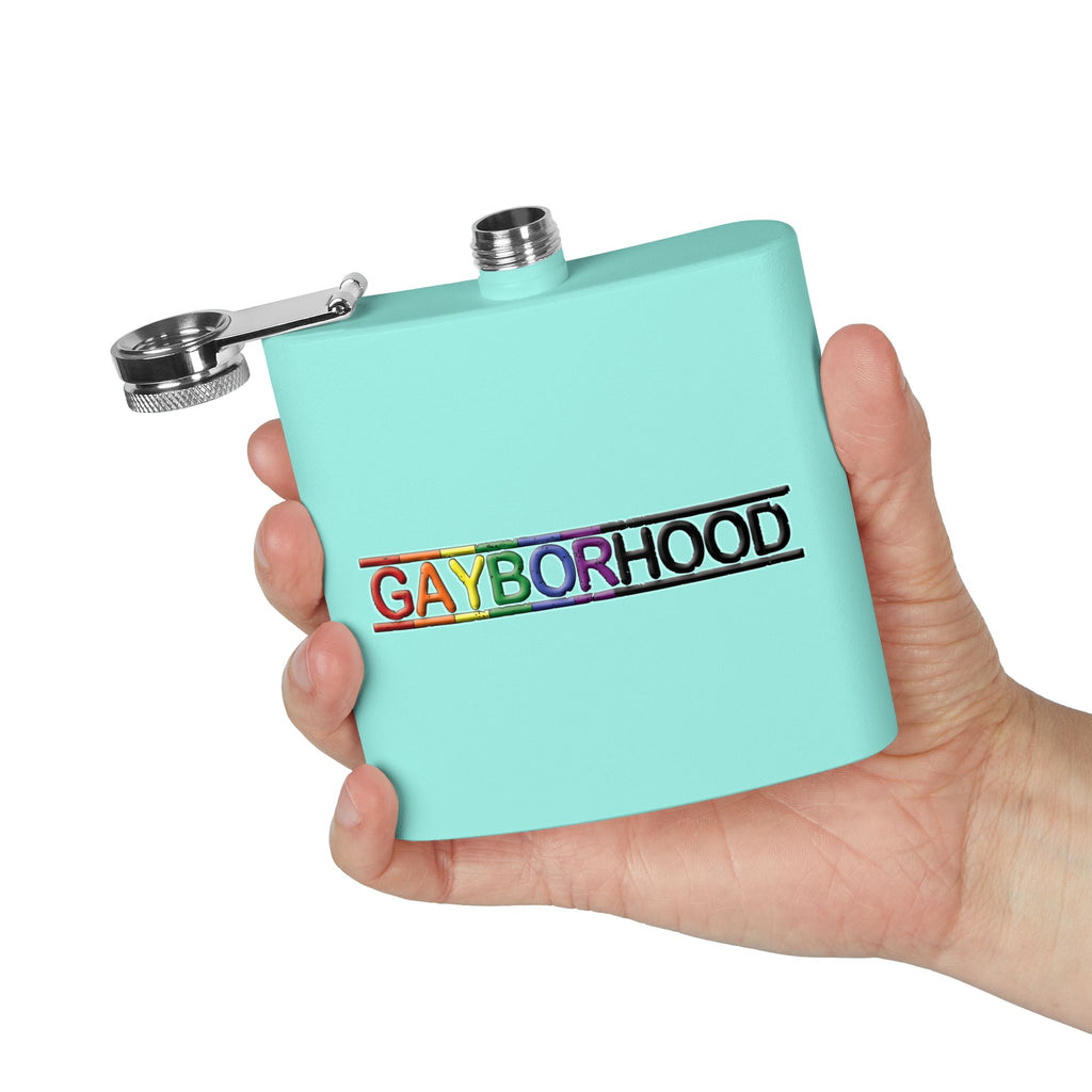 Gayborhood Stainless Steel Flask, 6oz