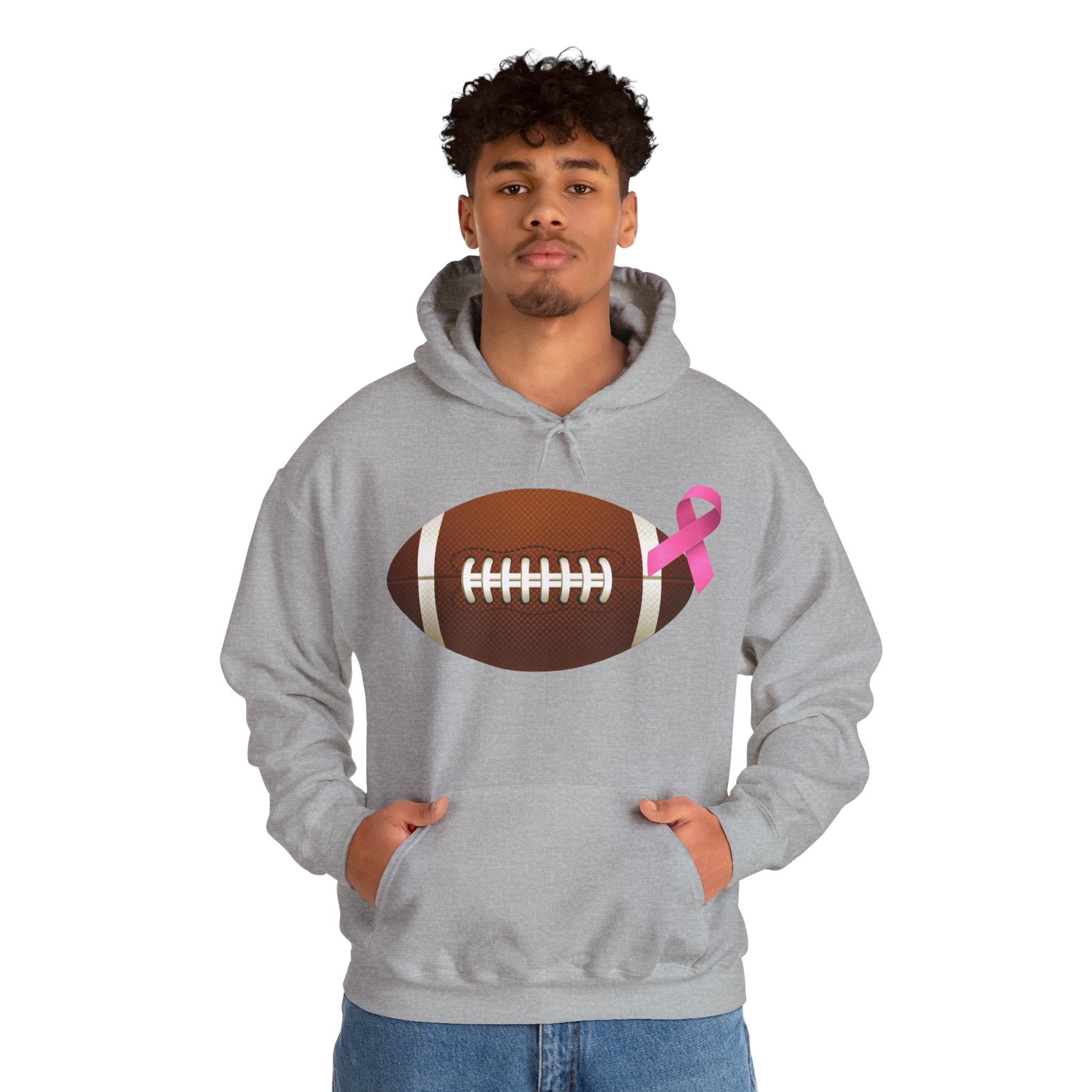 Breast Cancer Football Heavy Blend™ Hoodie