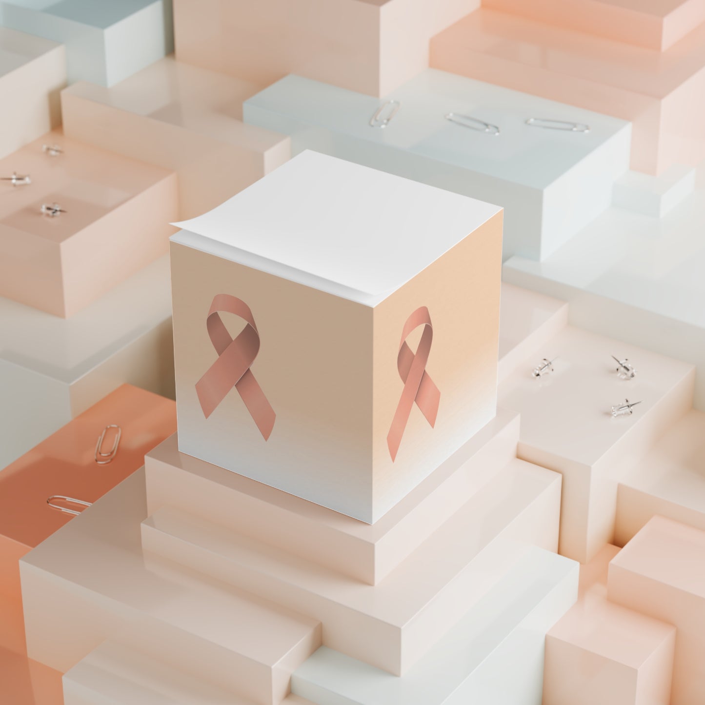 Note Cube Peach Ribbon