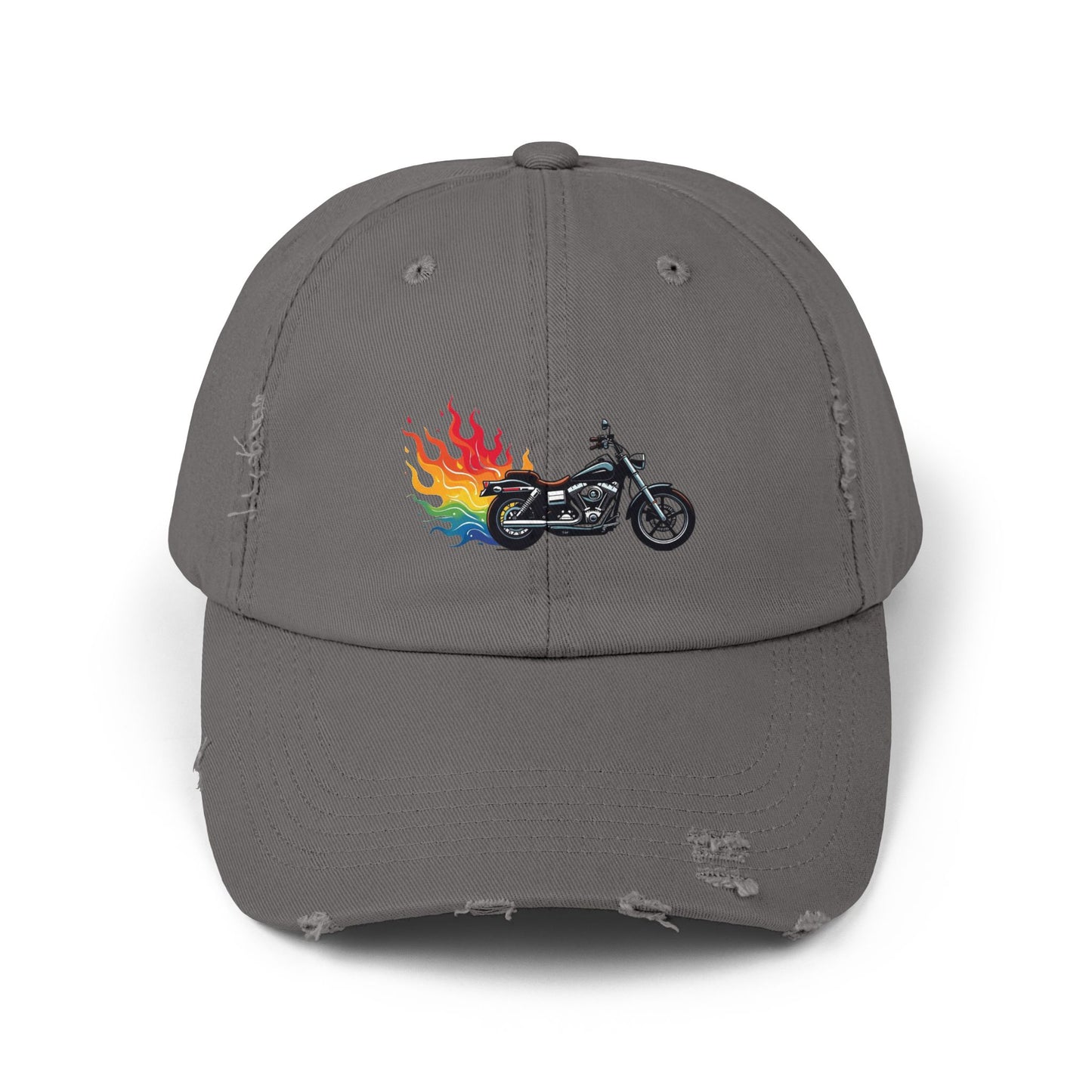 Rainbow Motorcycle Distressed Design