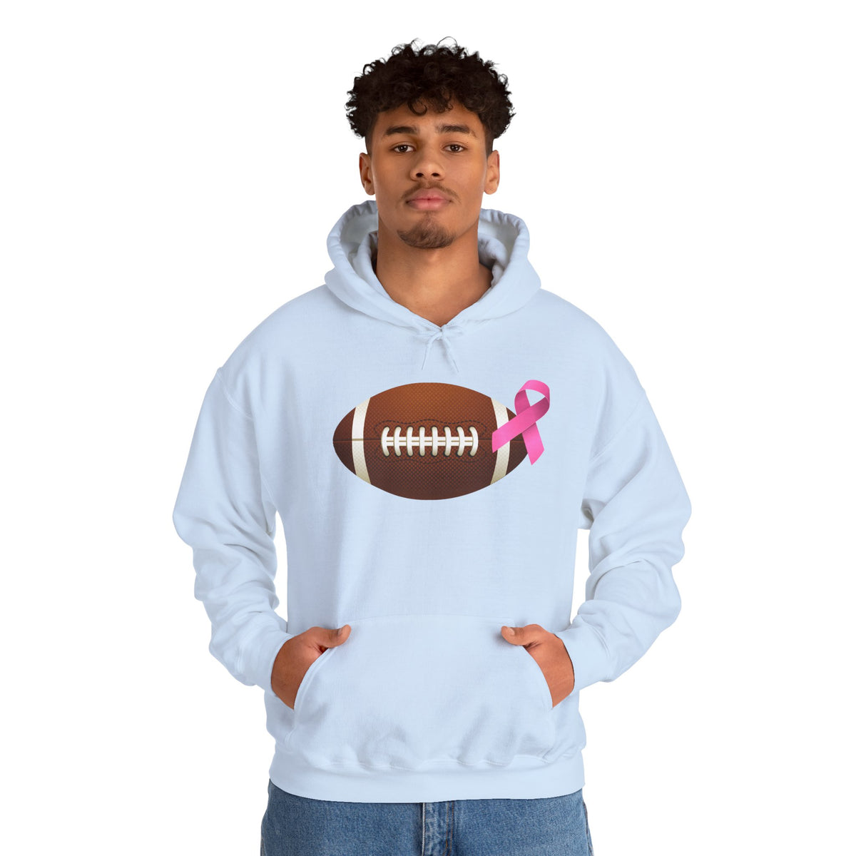Breast Cancer Football Heavy Blend™ Hoodie