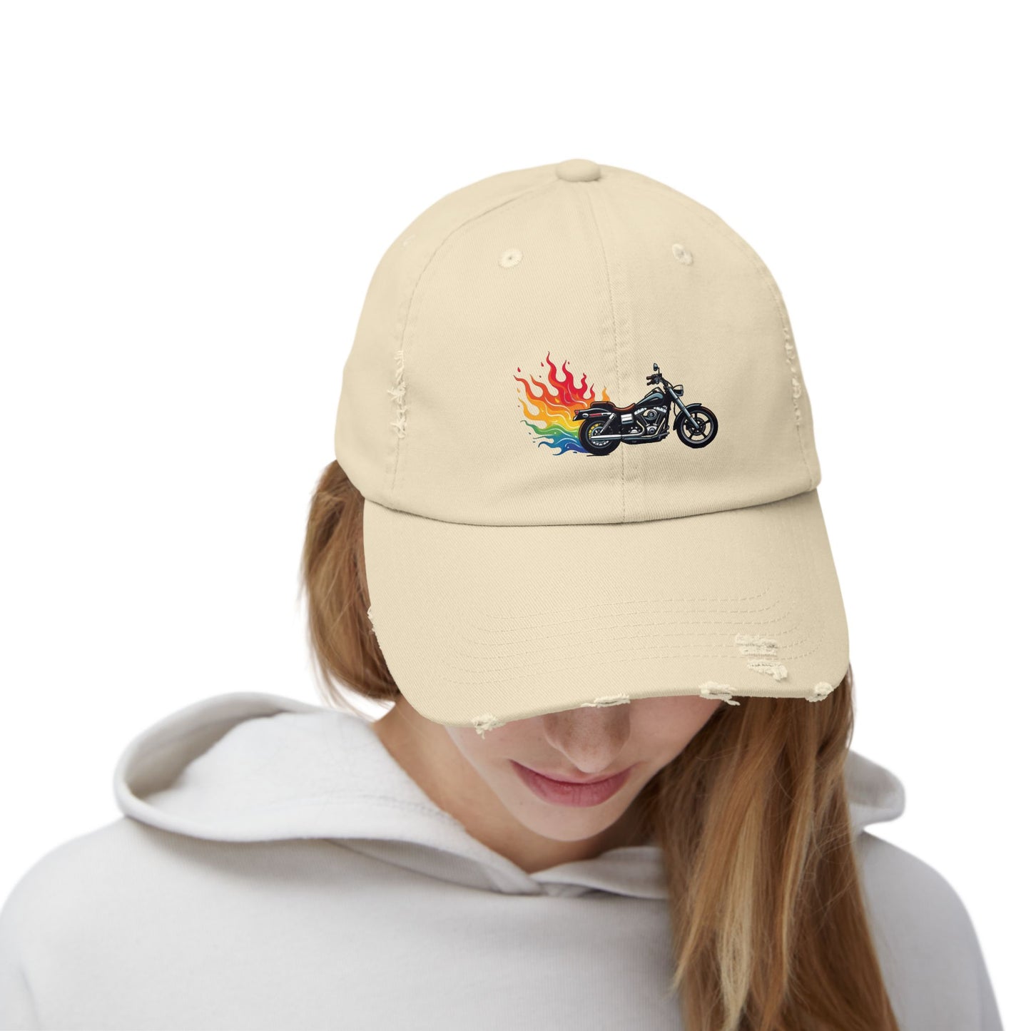 Rainbow Motorcycle Distressed Design