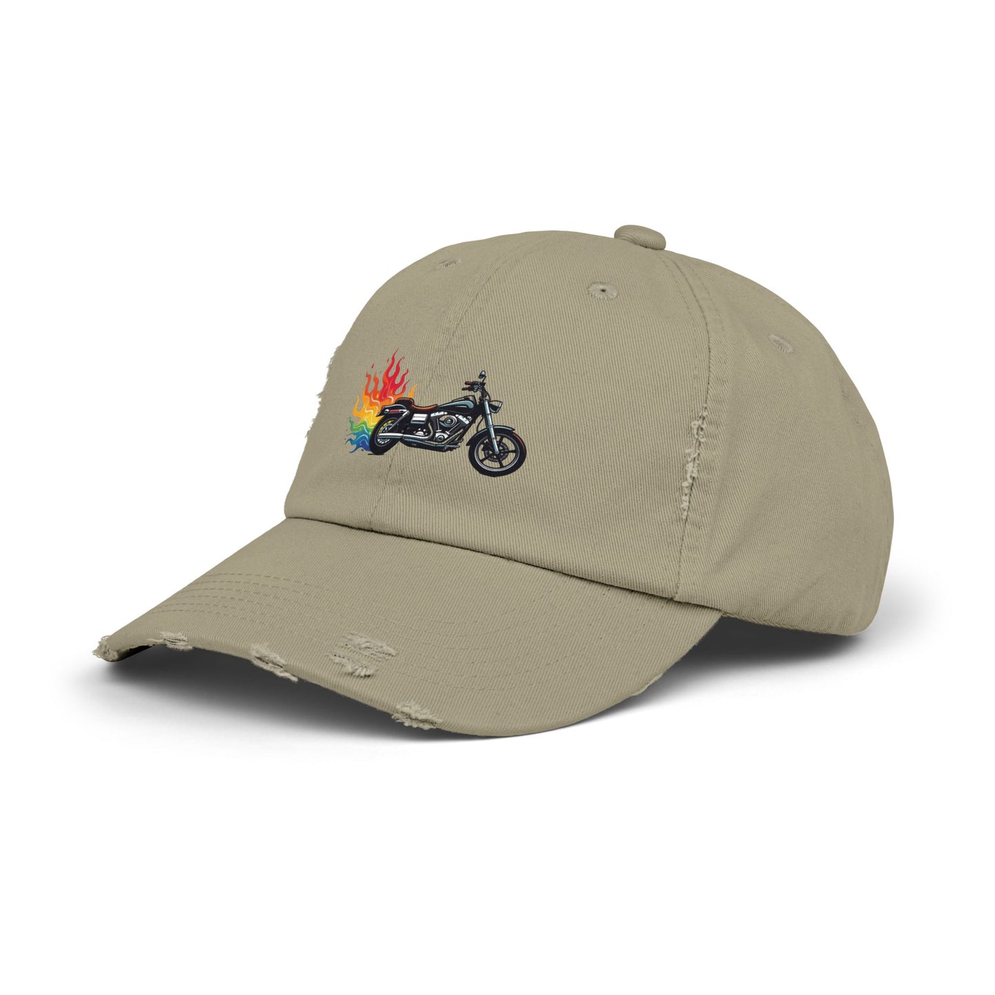 Rainbow Motorcycle Distressed Design