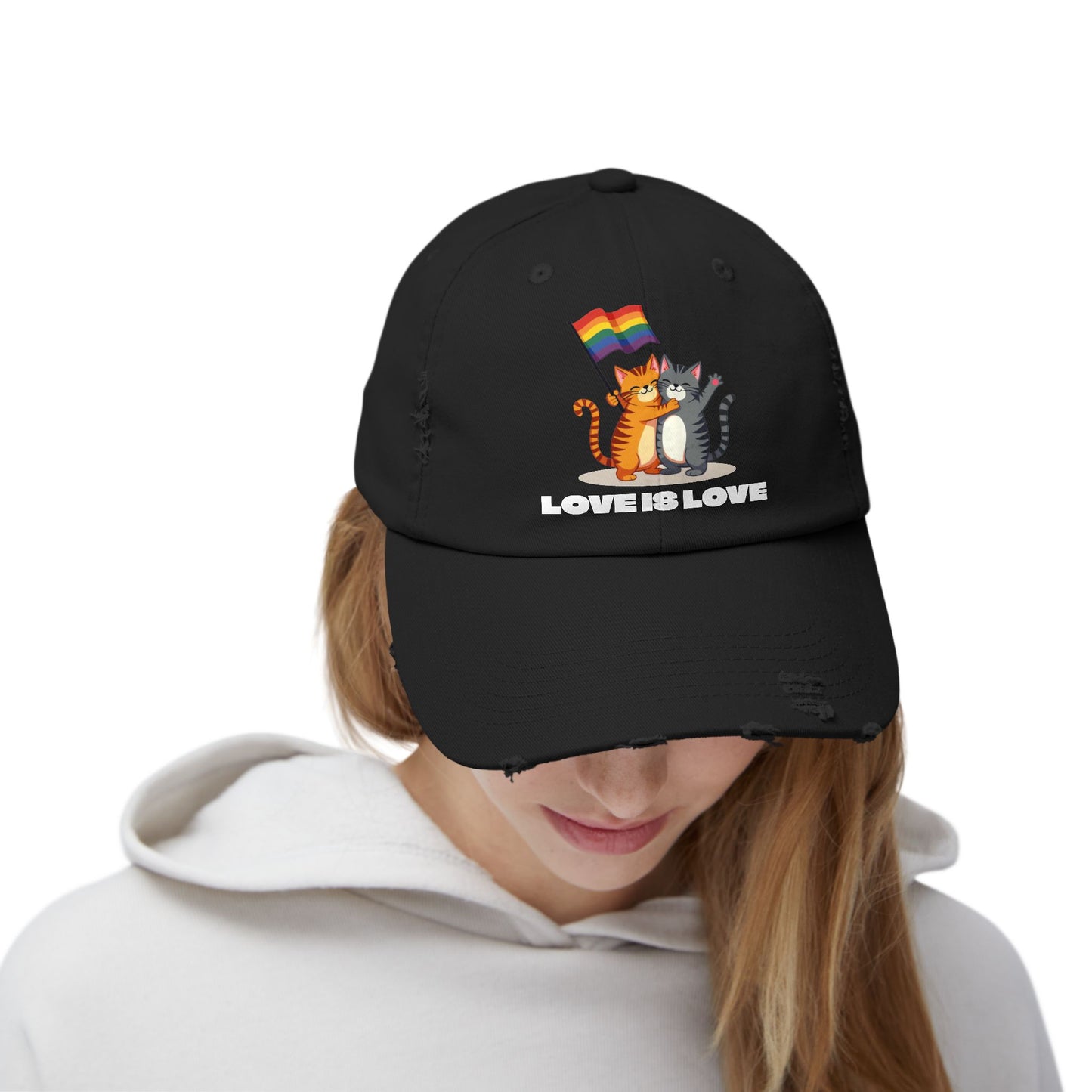 Cap - Kitty Love is Love Distressed Design