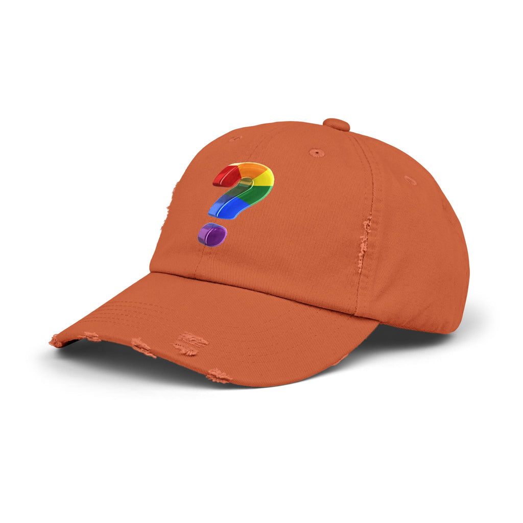 Rainbow "?"  Distressed Cap