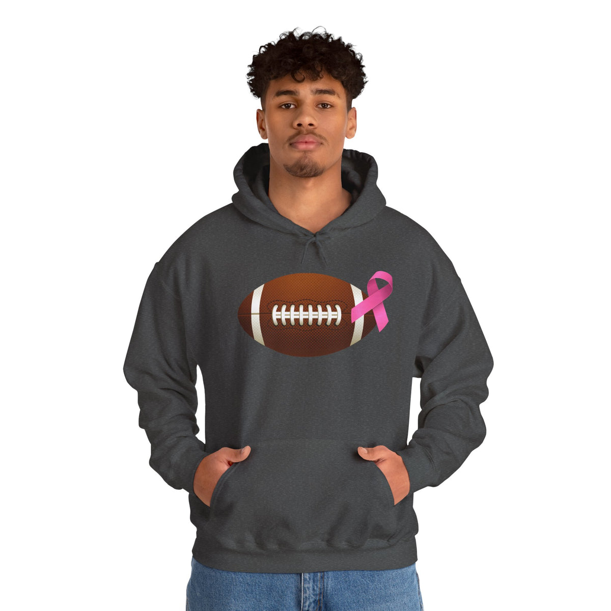 Breast Cancer Football Heavy Blend™ Hoodie