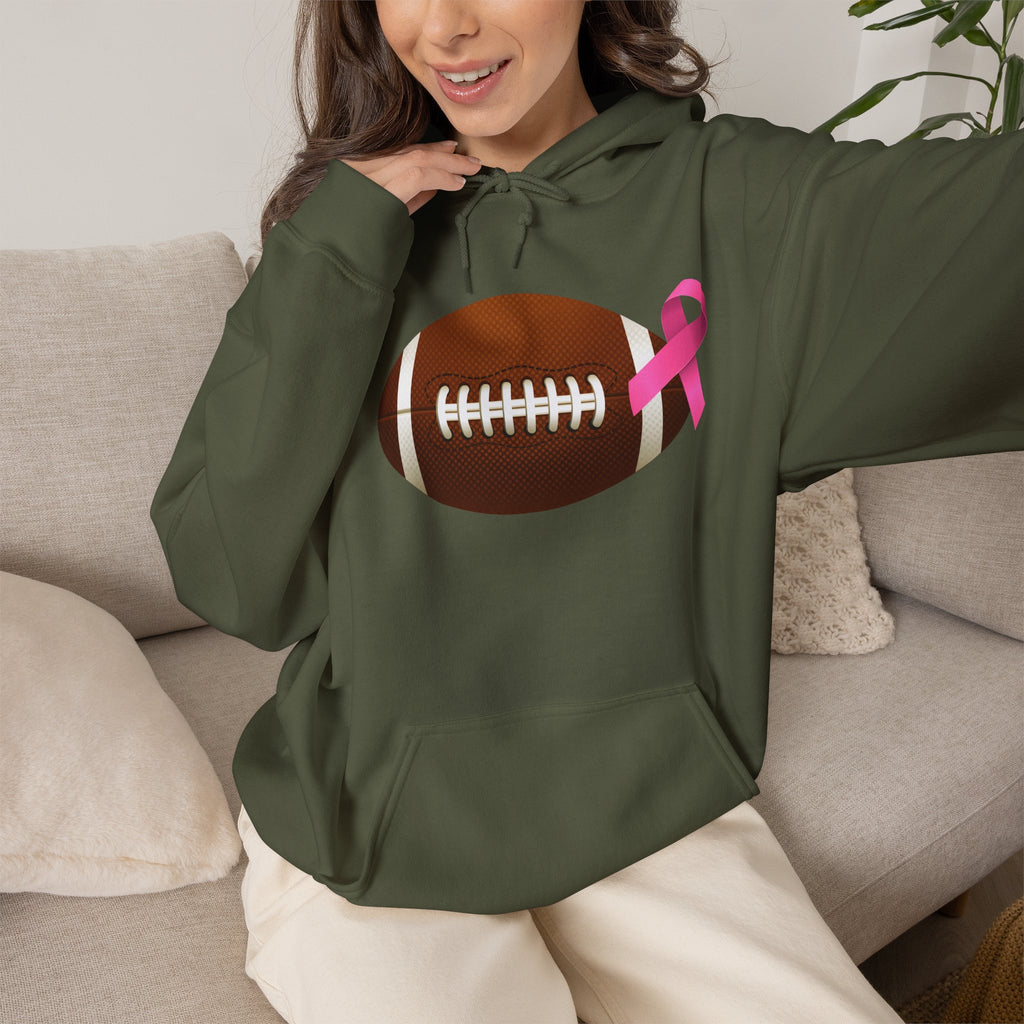Breast Cancer Football Heavy Blend™ Hoodie