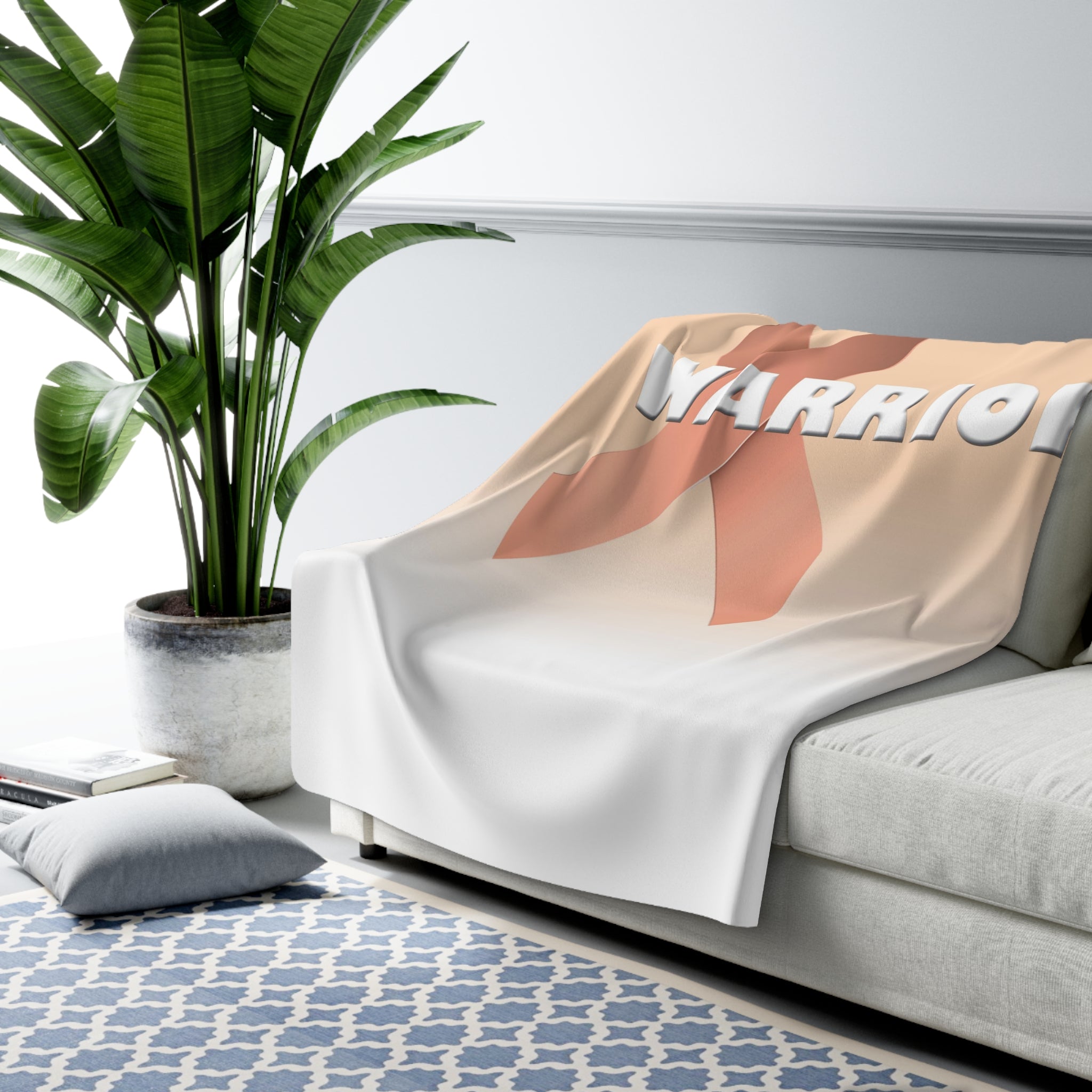 Peach Ribbon Warrior Sherpa Fleece Blanket