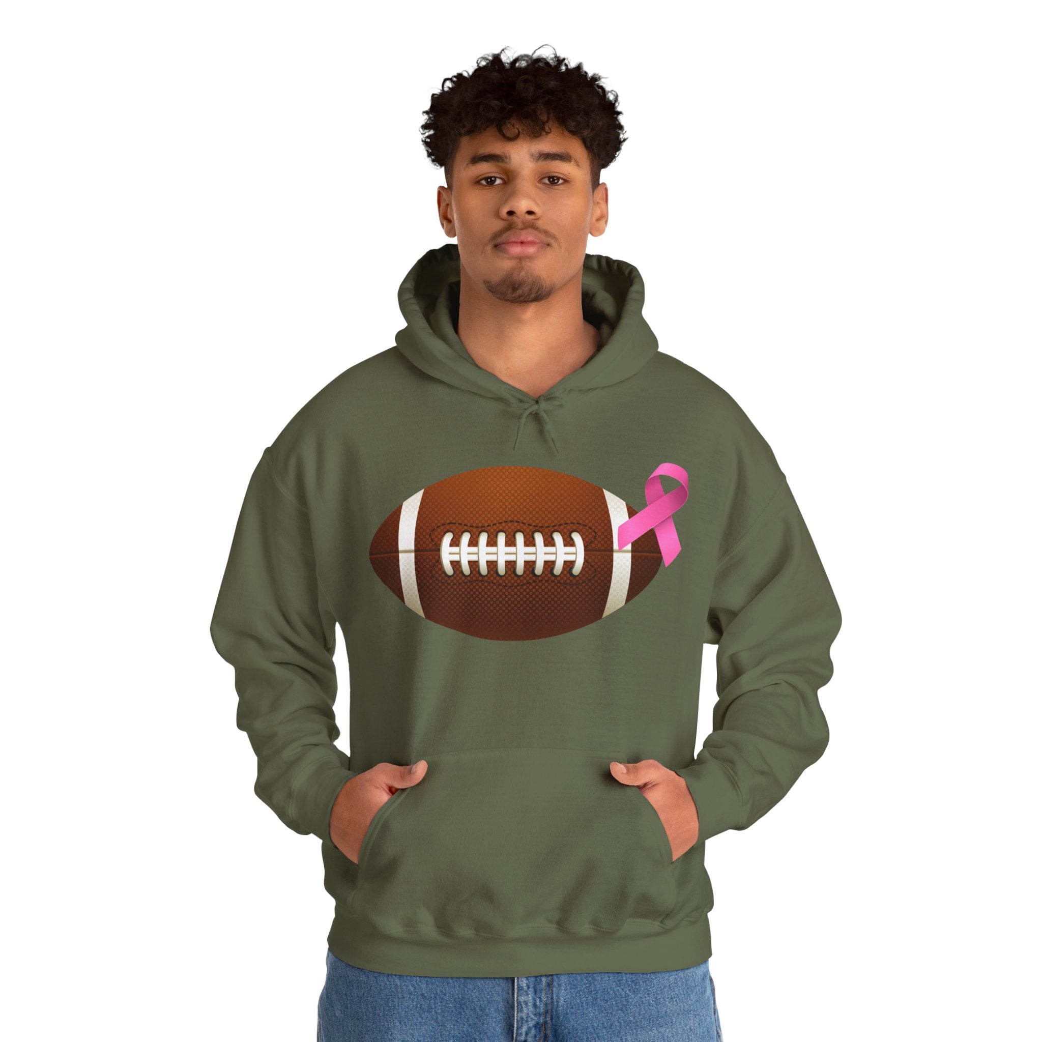 Breast Cancer Football Heavy Blend™ Hoodie
