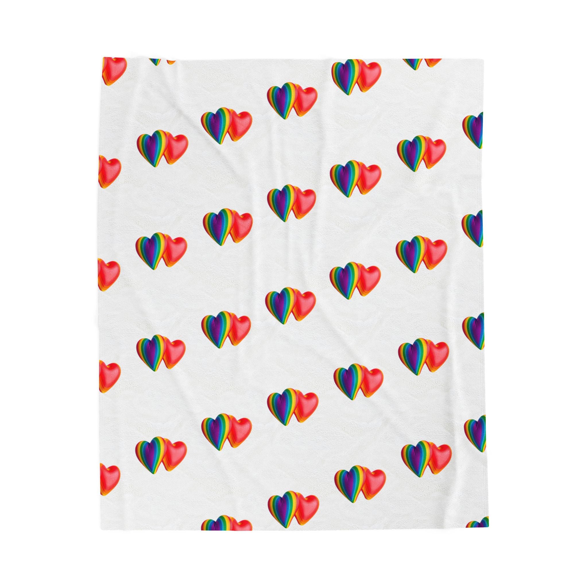 Rainbow Heart Velveteen Plush Blanket