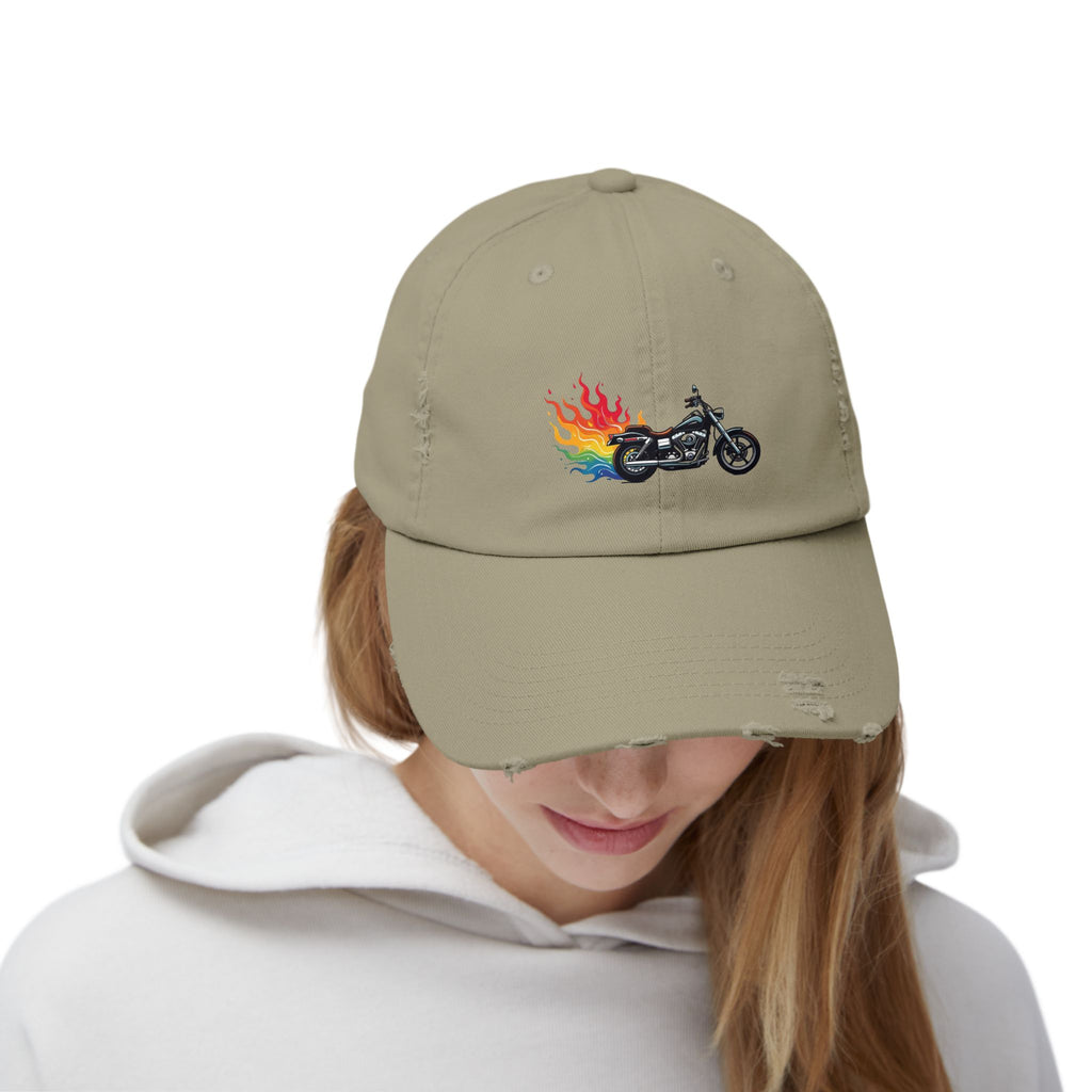 Rainbow Motorcycle Distressed Design