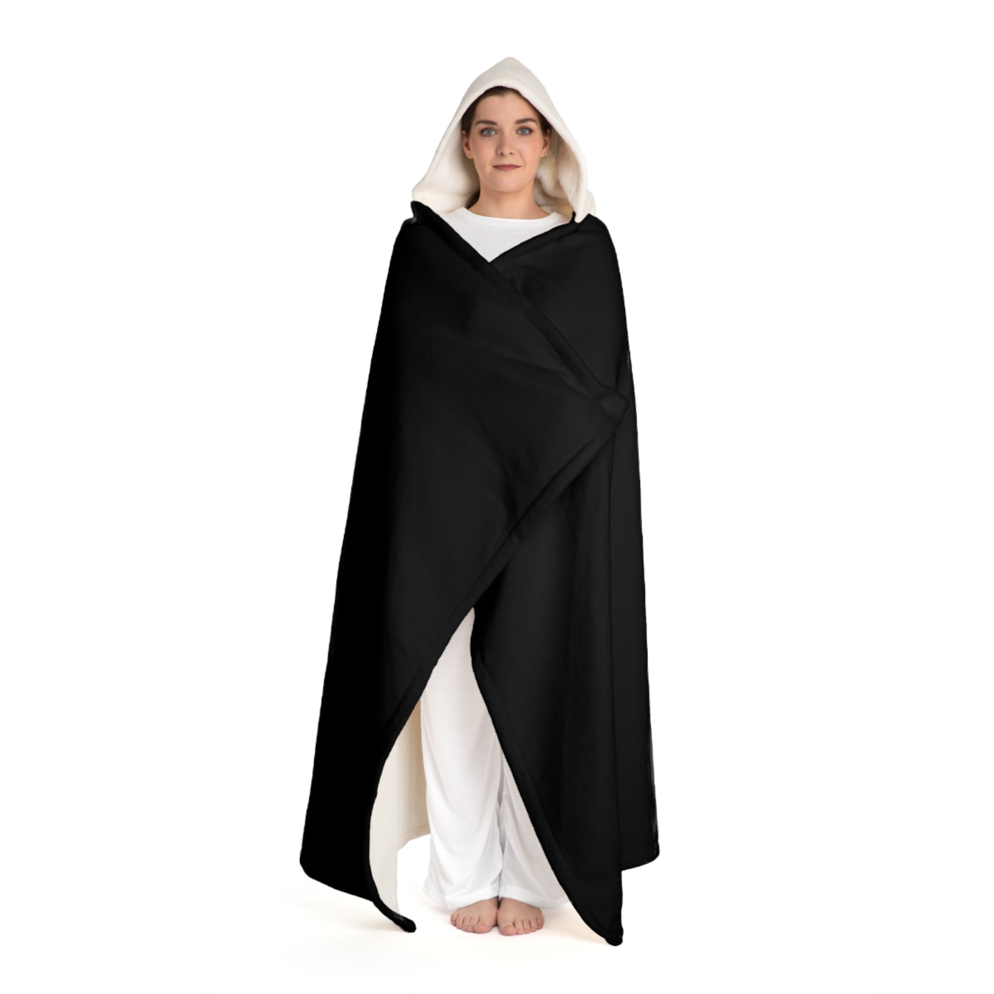Rainbow "?" Black Hooded Sherpa Blanket
