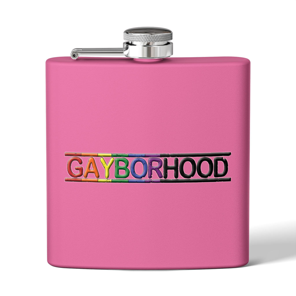 Gayborhood Stainless Steel Flask, 6oz
