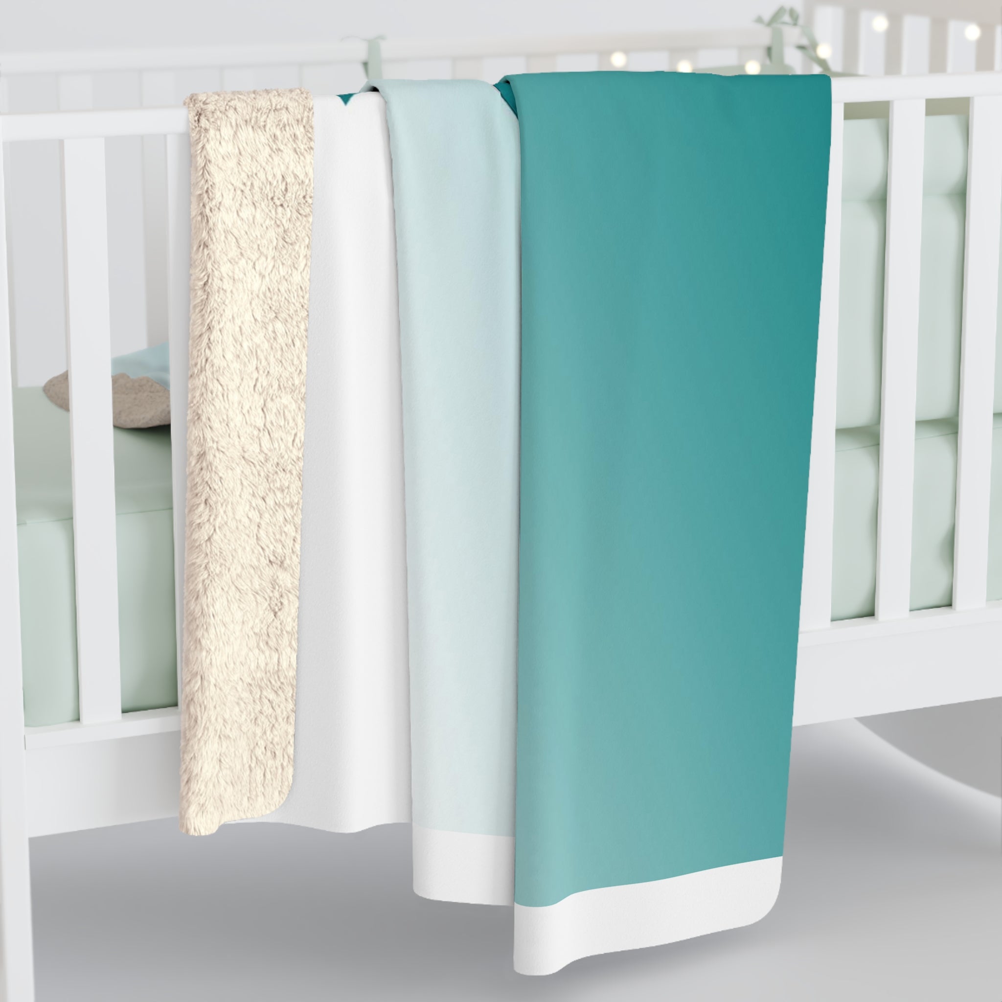 Teal Ribbon Sherpa Fleece Blanket