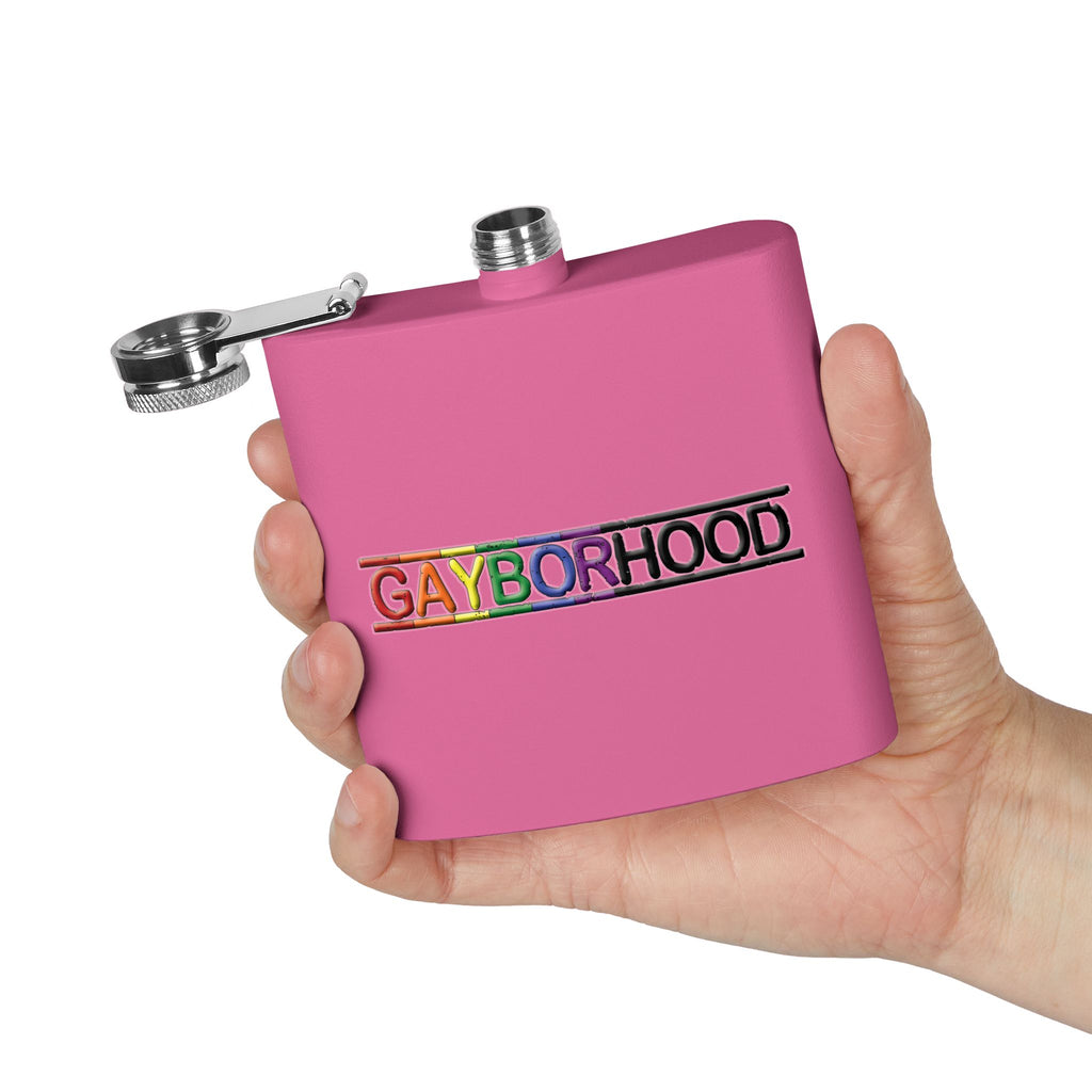 Gayborhood Stainless Steel Flask, 6oz