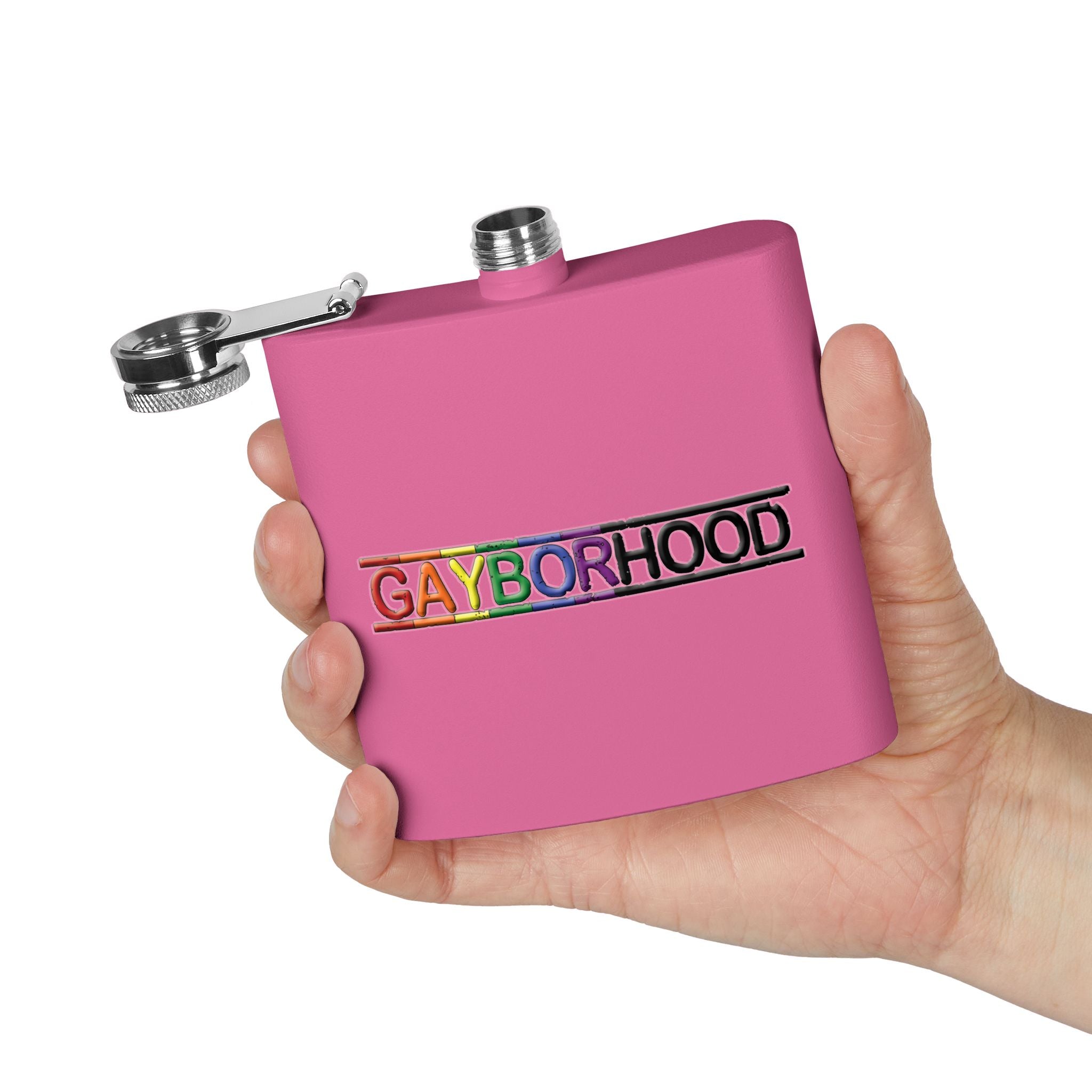 Gayborhood Stainless Steel Flask, 6oz