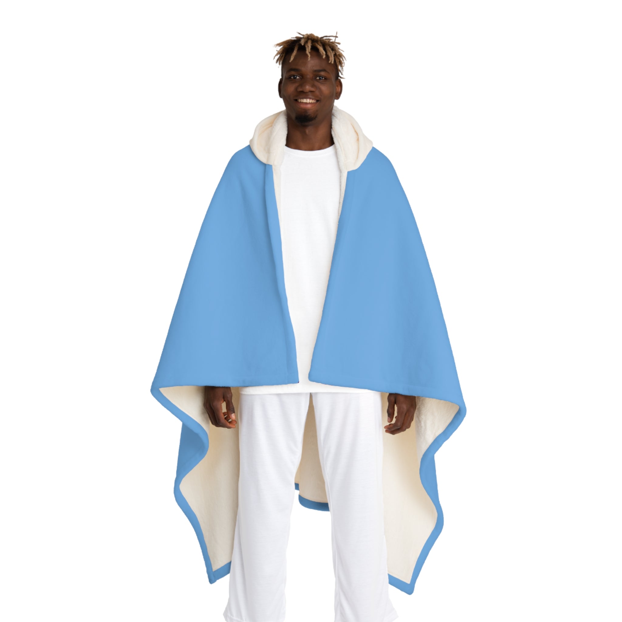 Rainbow "?" Blue Hooded Sherpa Blanket