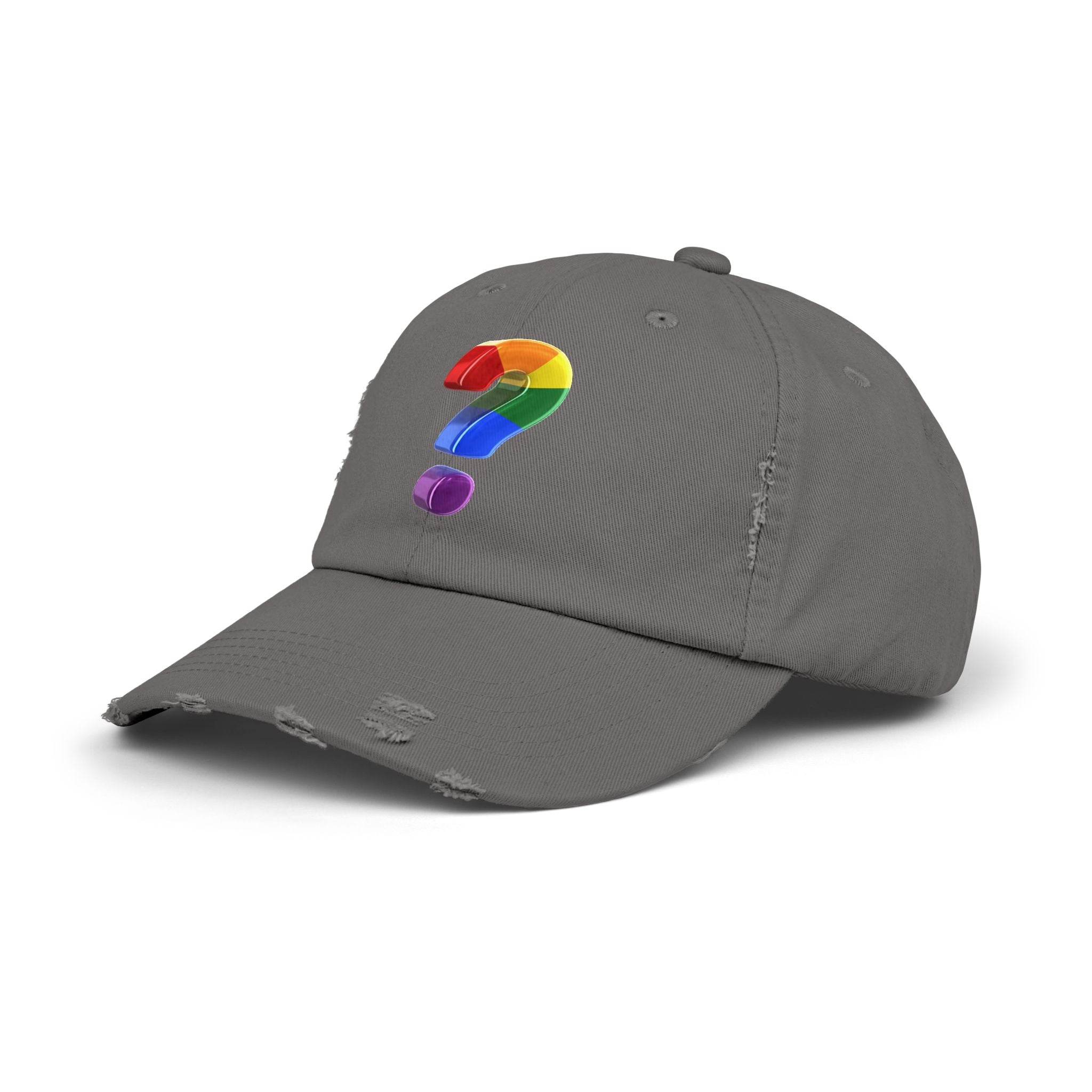 Rainbow "?"  Distressed Cap