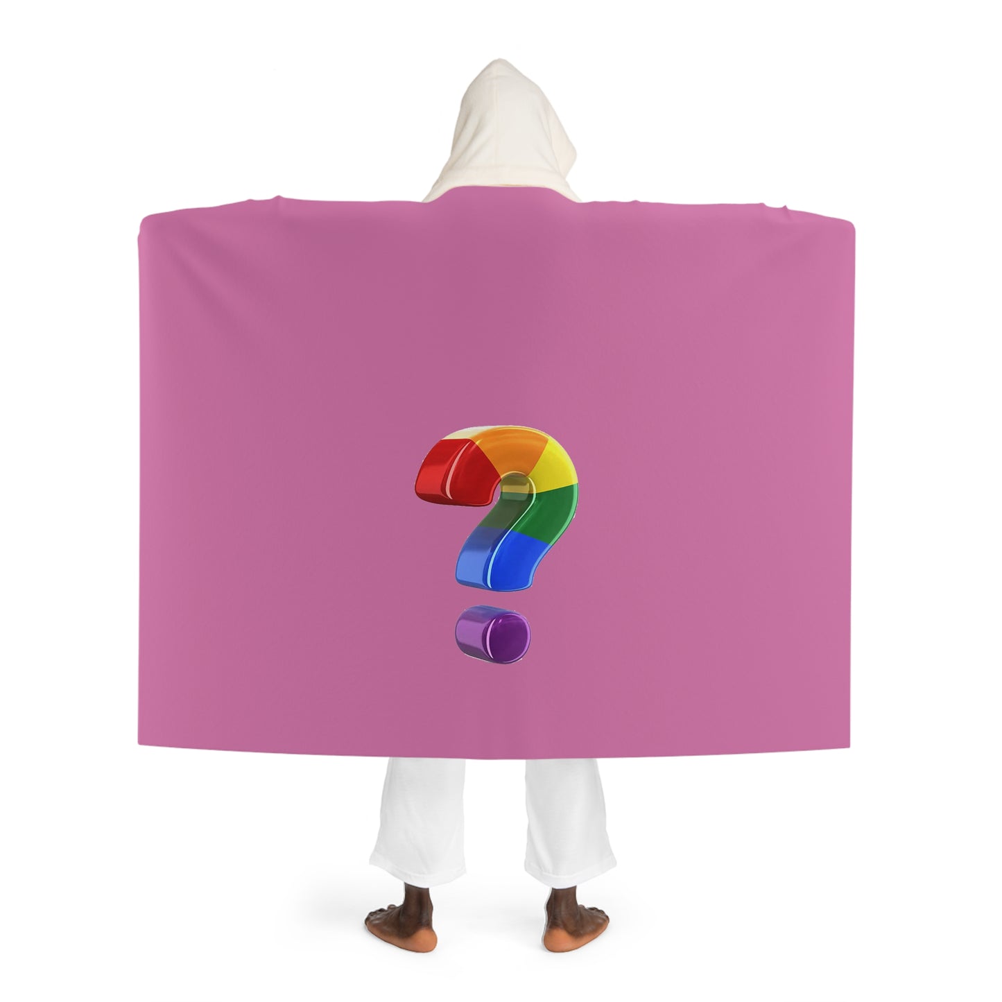 Rainbow "?" Pink Hooded Blanket