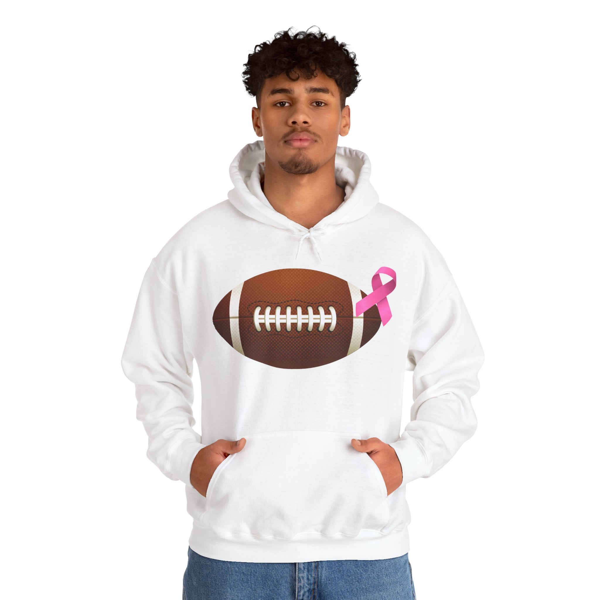 Breast Cancer Football Heavy Blend™ Hoodie