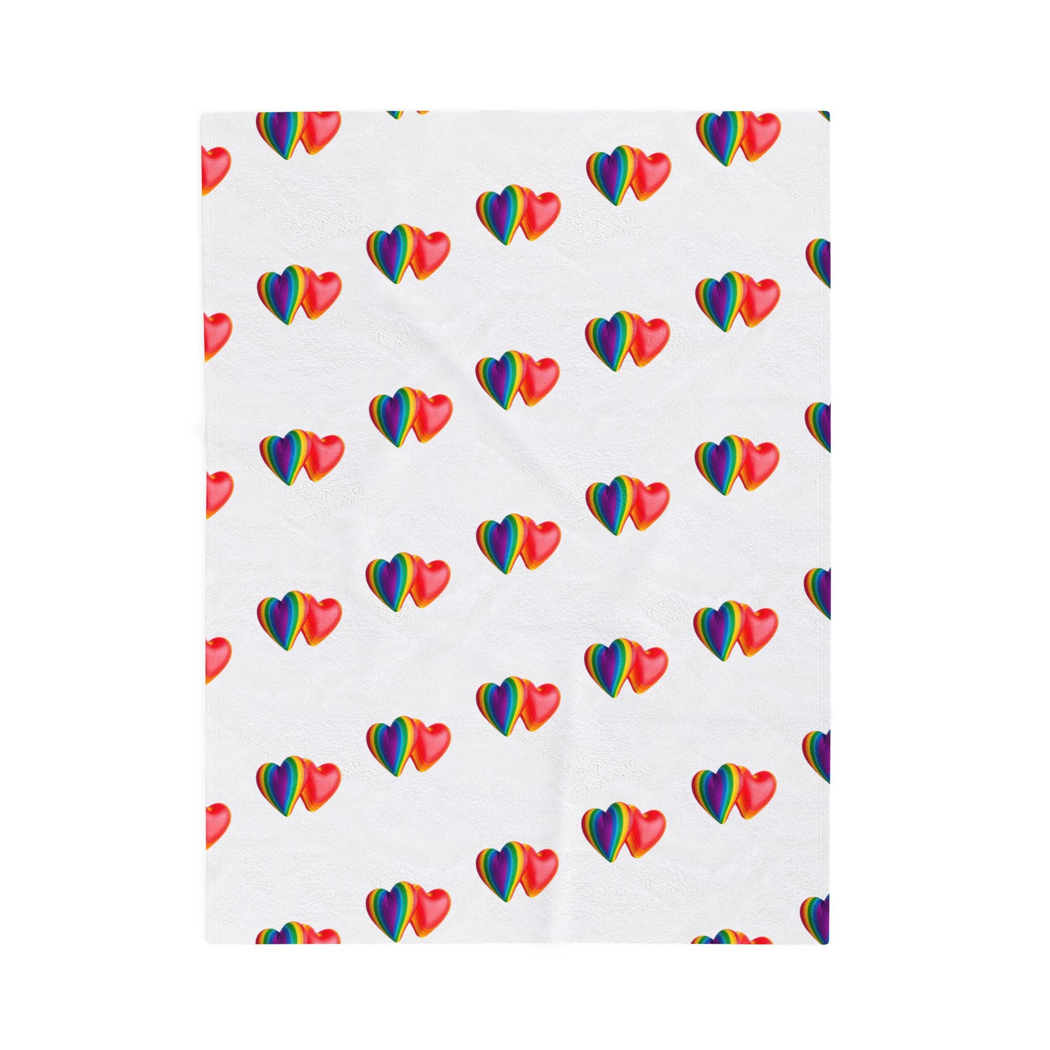 Rainbow Heart Velveteen Plush Blanket