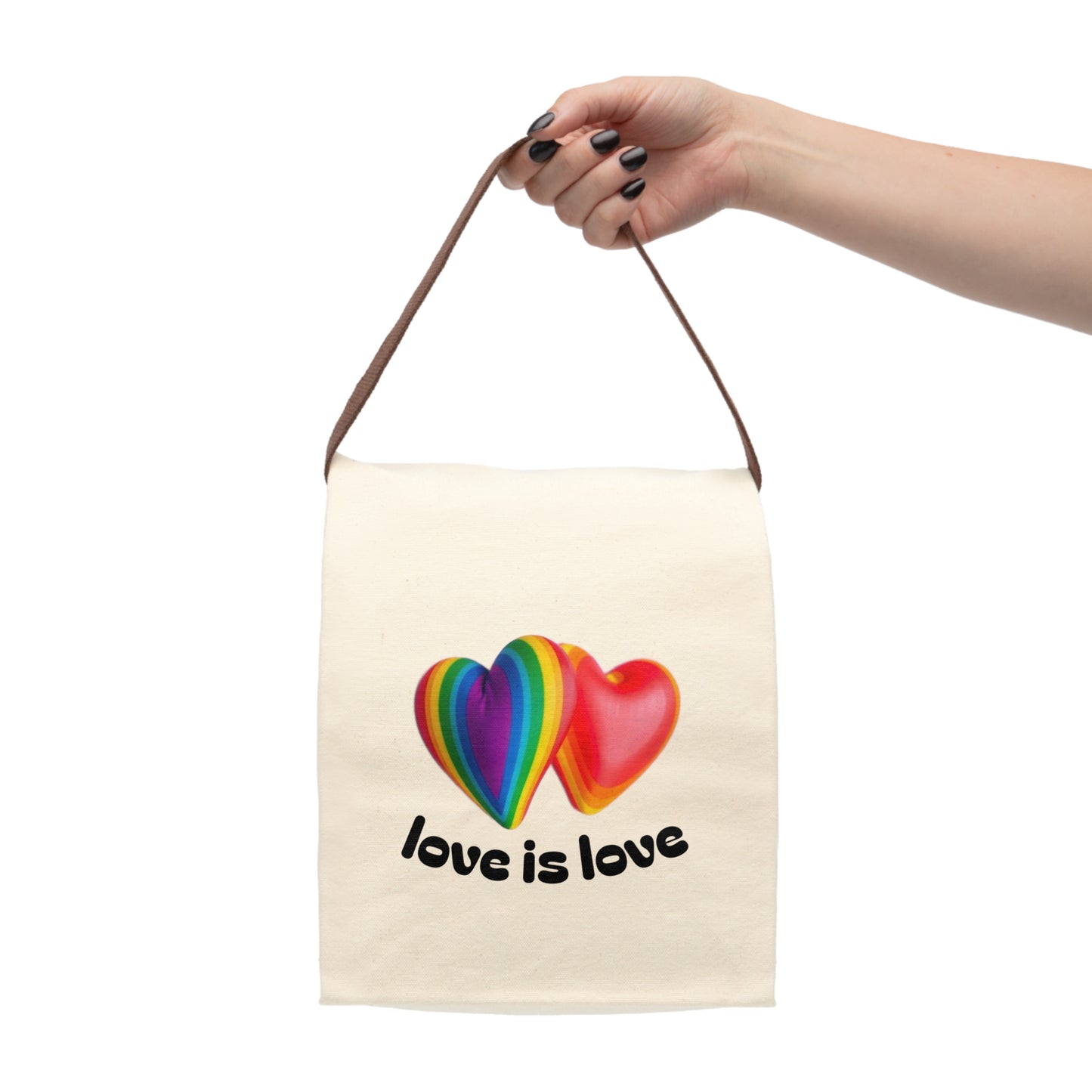 Canvas Lunch Bag Love is Love Hearts