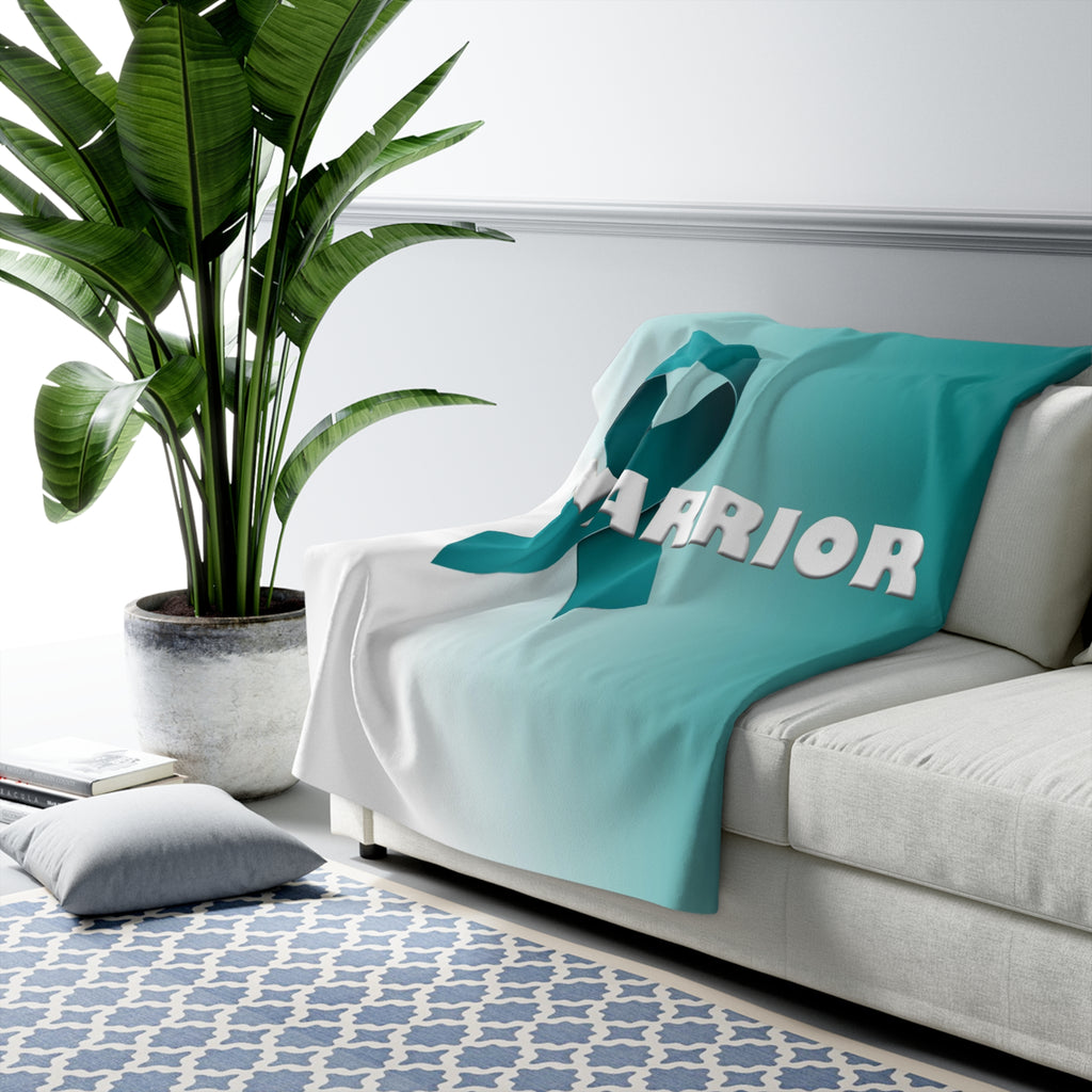 Teal Ribbon Sherpa Fleece Blanket