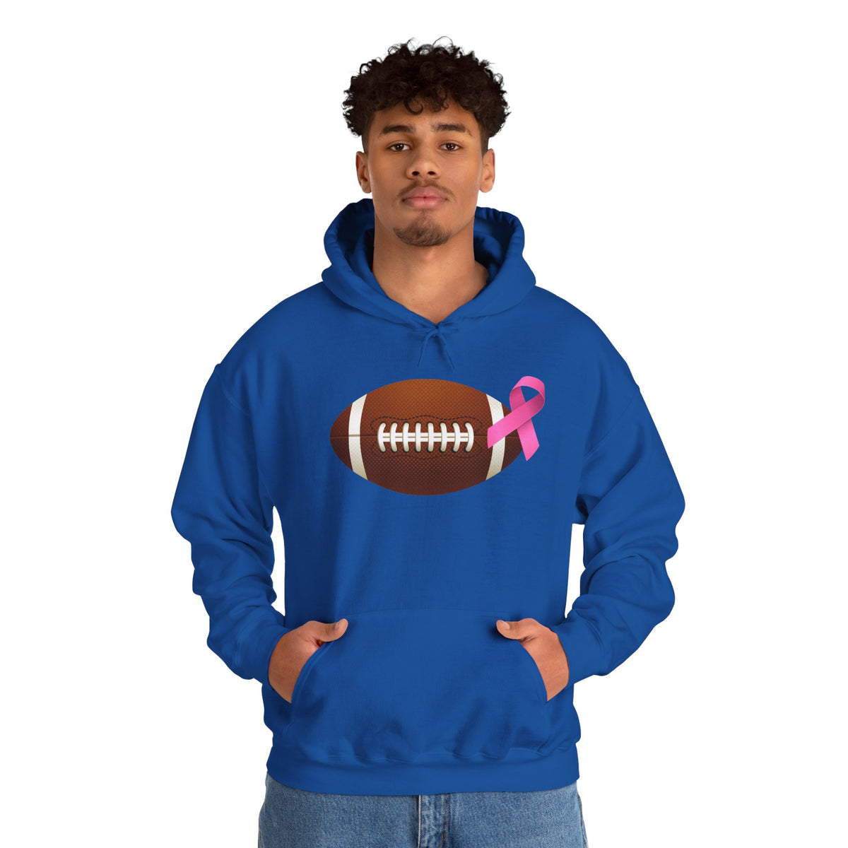 Breast Cancer Football Heavy Blend™ Hoodie