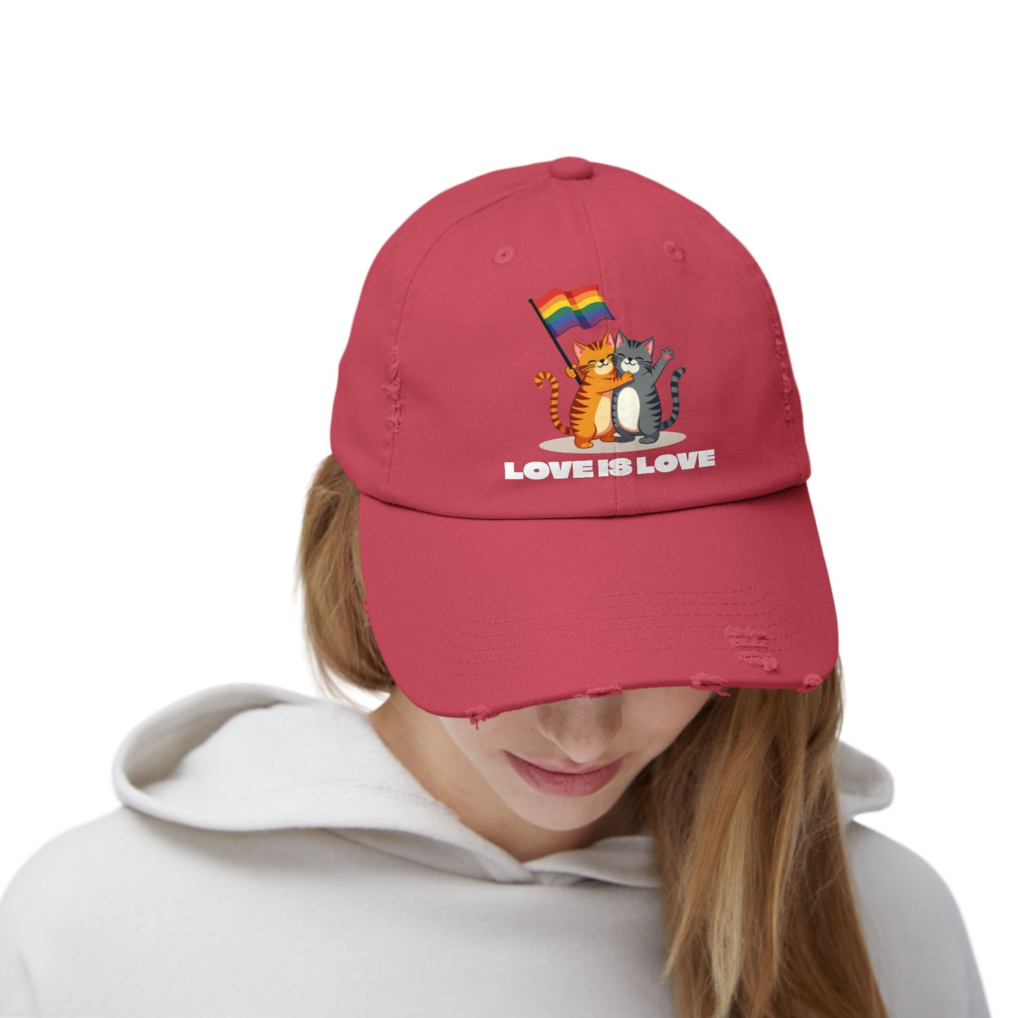 Cap - Kitty Love is Love Distressed Design