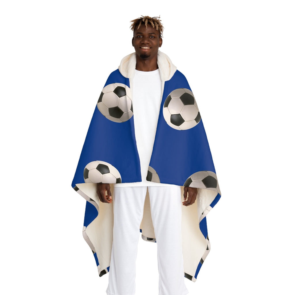 Soccer Dark Blue Hooded Sherpa Blanket