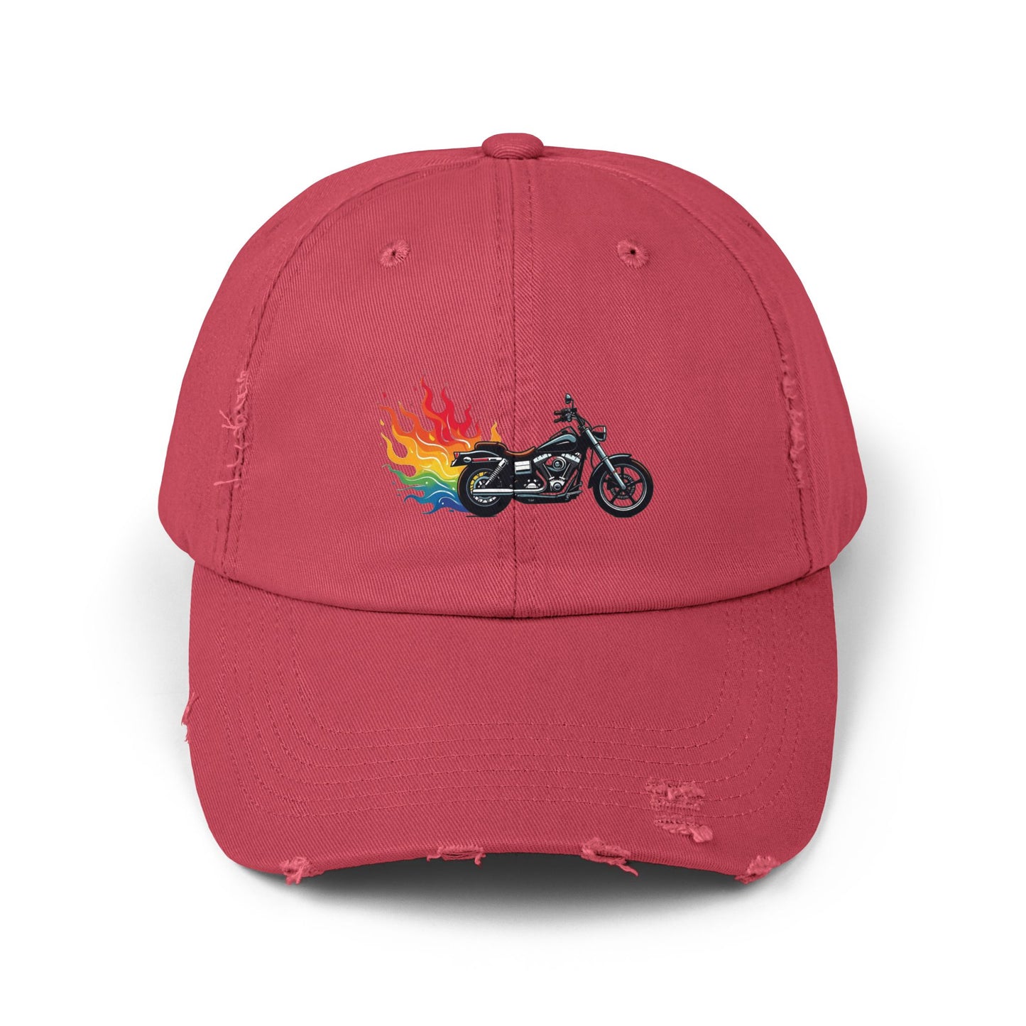 Rainbow Motorcycle Distressed Design