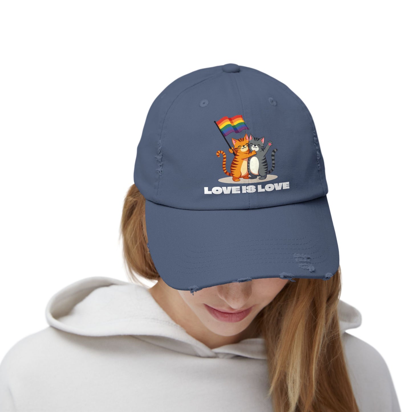 Cap - Kitty Love is Love Distressed Design