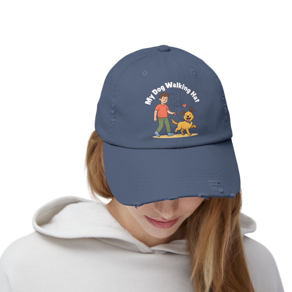 My Dog Walking Distressed Hat