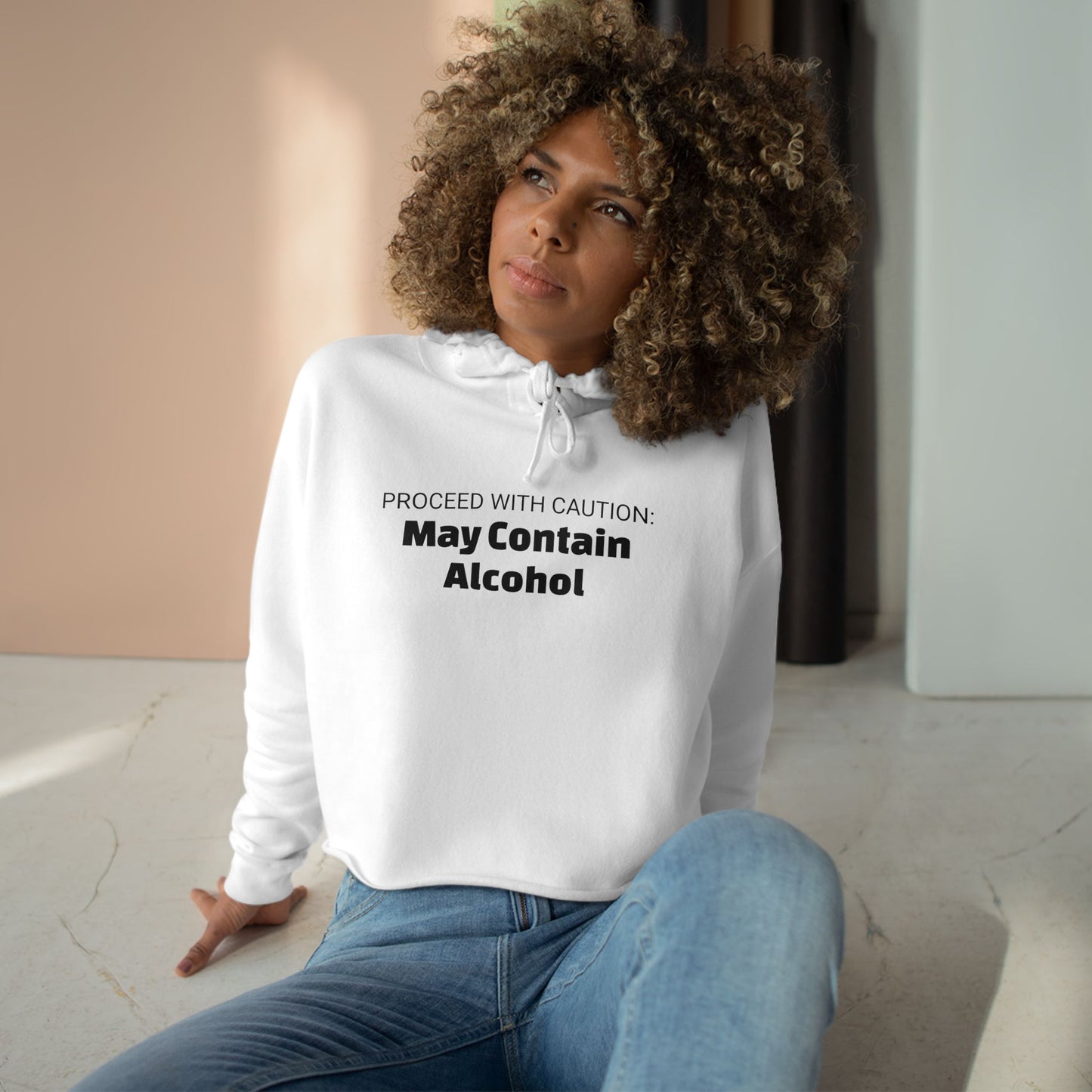 May Contain Alcohol Crop Hoodie