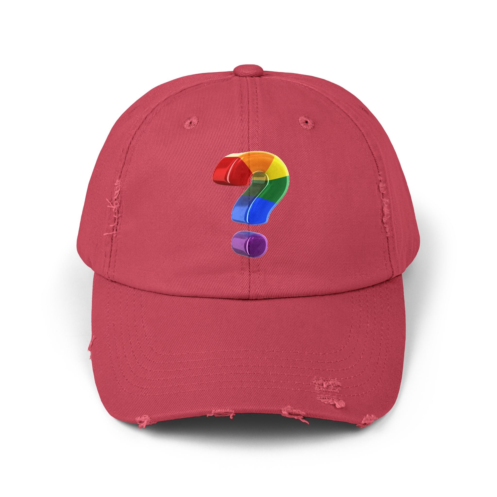 Rainbow "?"  Distressed Cap