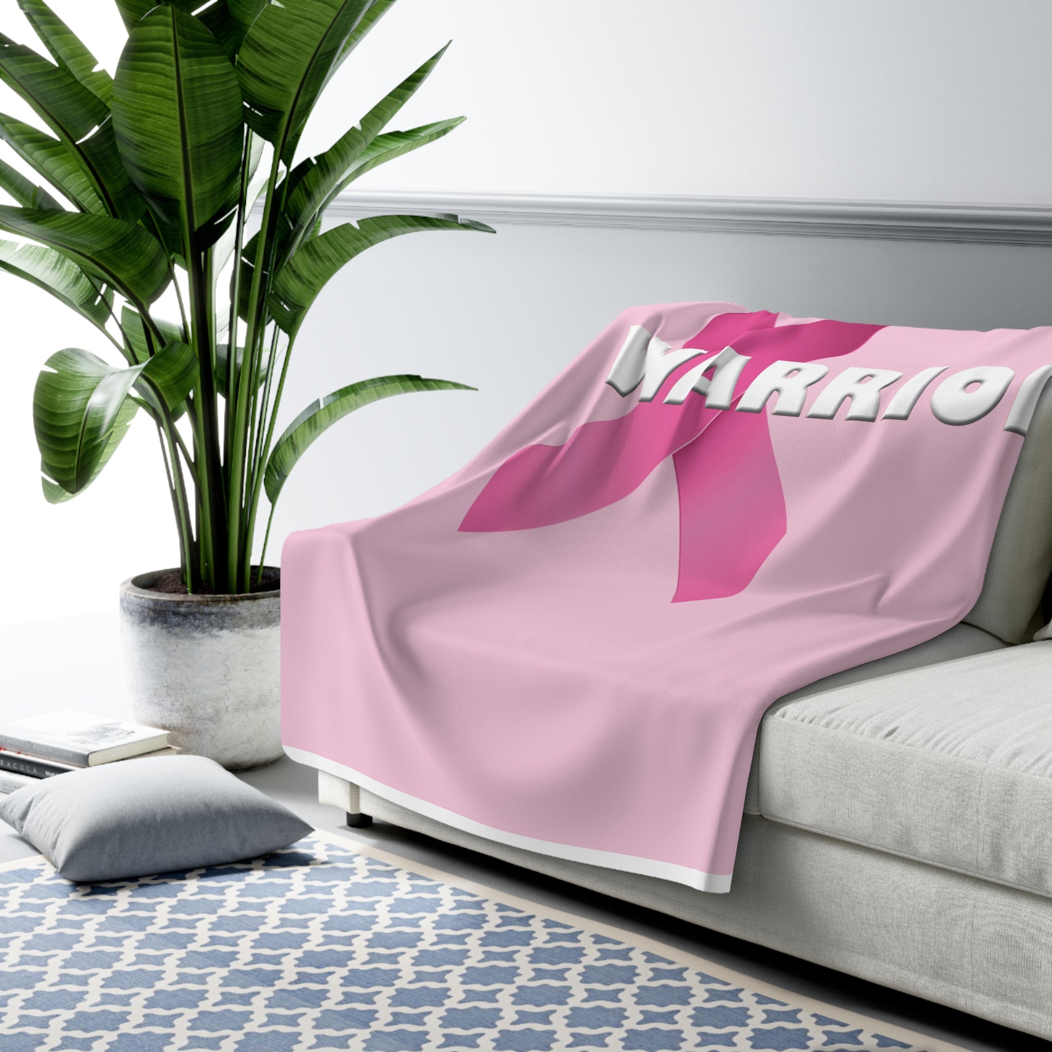 Pink Ribbon Sherpa Fleece Blanket