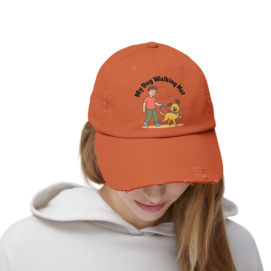 My Dog Walking Distressed Hat