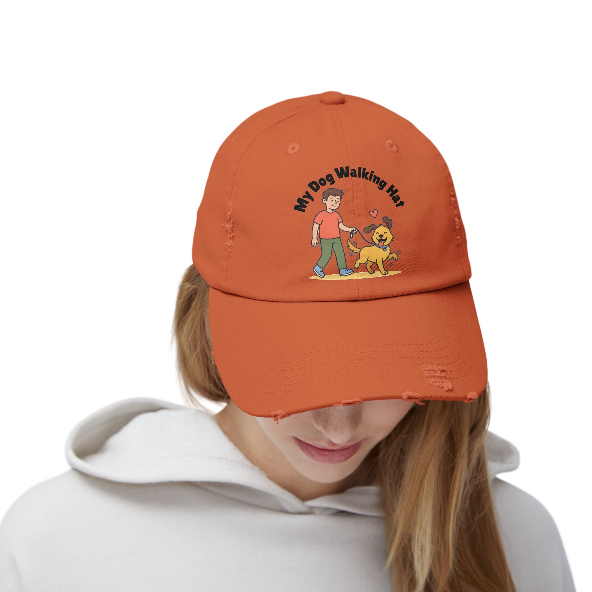 My Dog Walking Distressed Hat