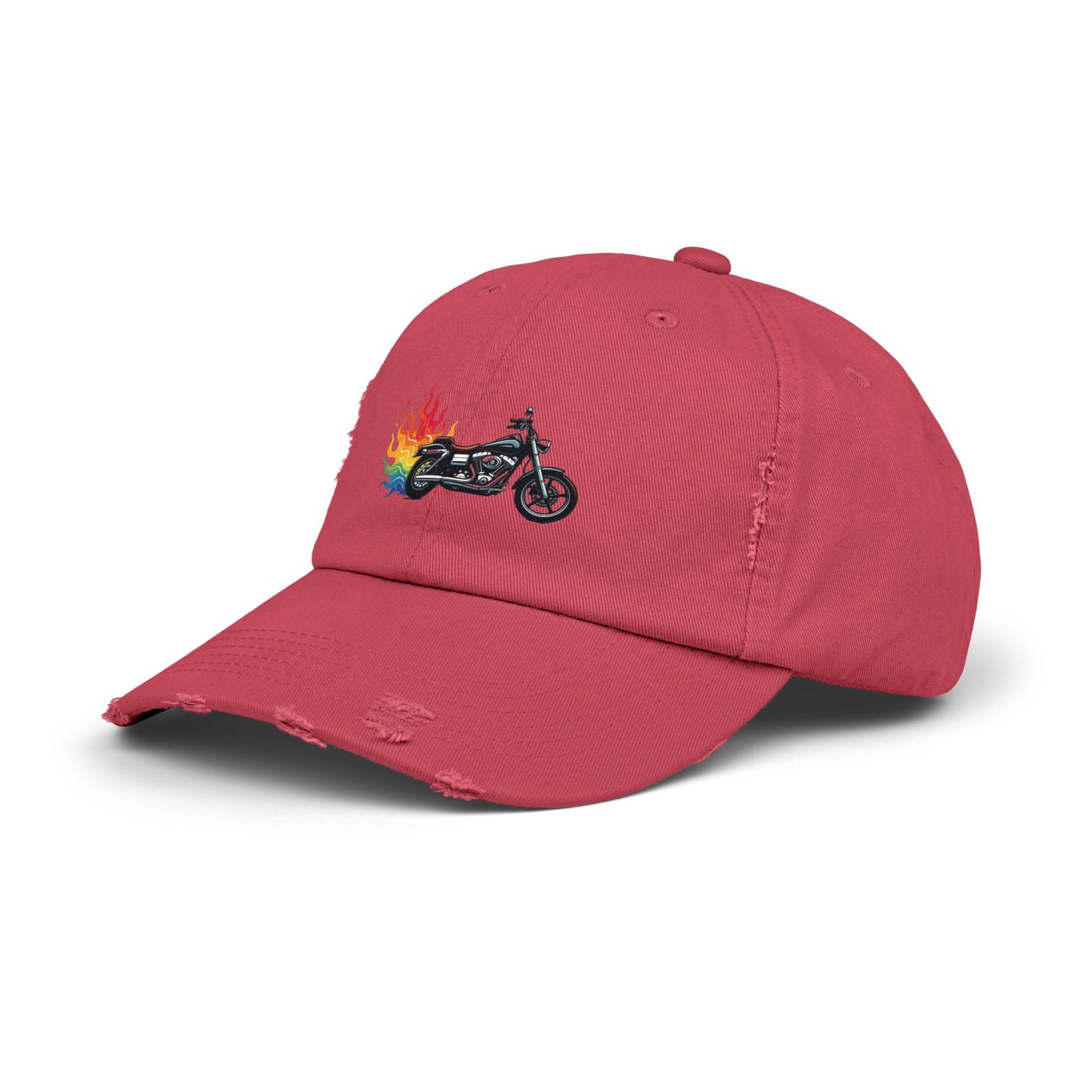 Rainbow Motorcycle Distressed Design