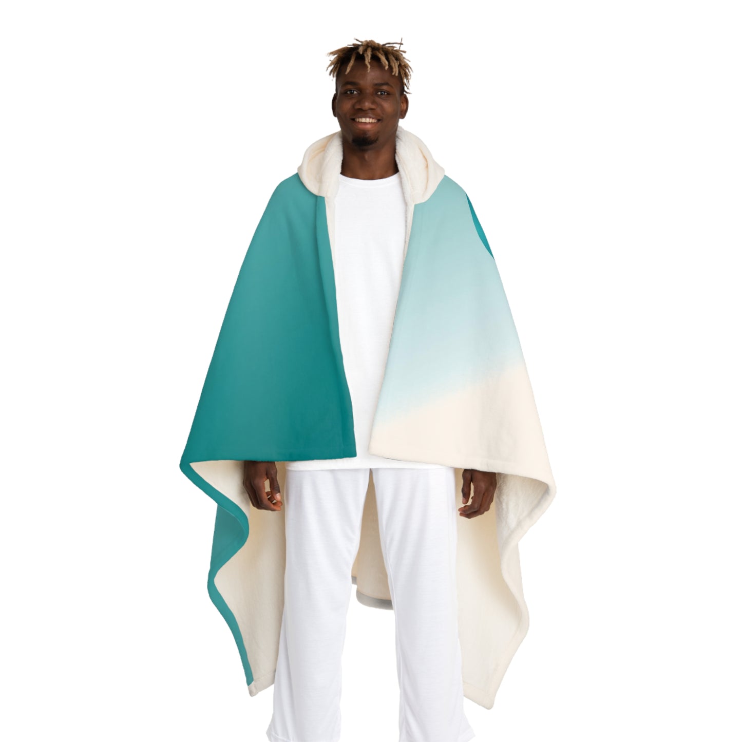 Ovarian Cancer Teal Hooded Sherpa Blanket