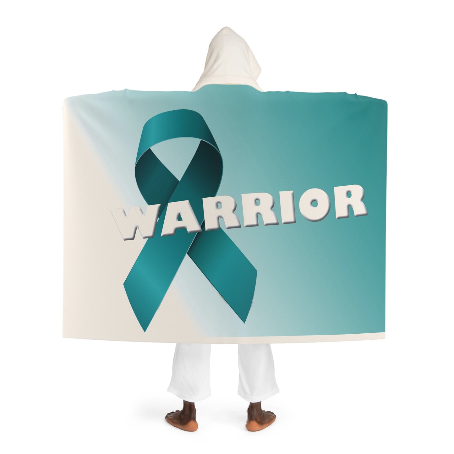 Ovarian Cancer Teal Hooded Sherpa Blanket
