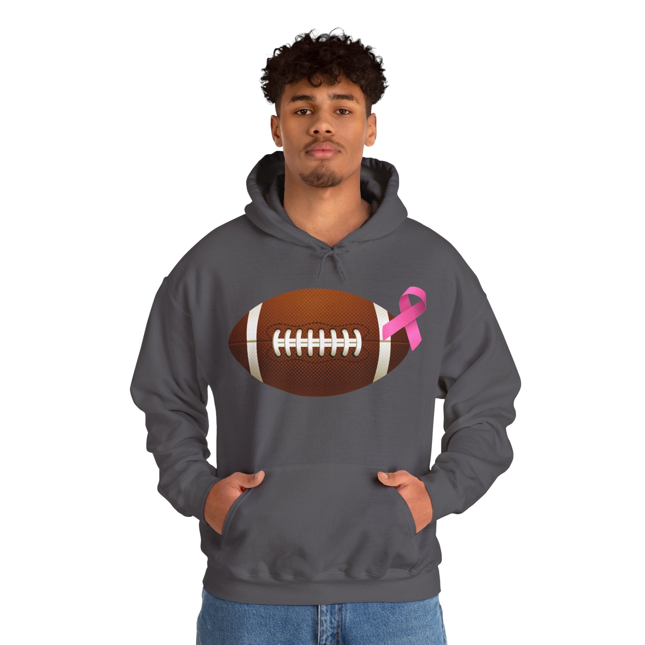 Breast Cancer Football Heavy Blend™ Hoodie