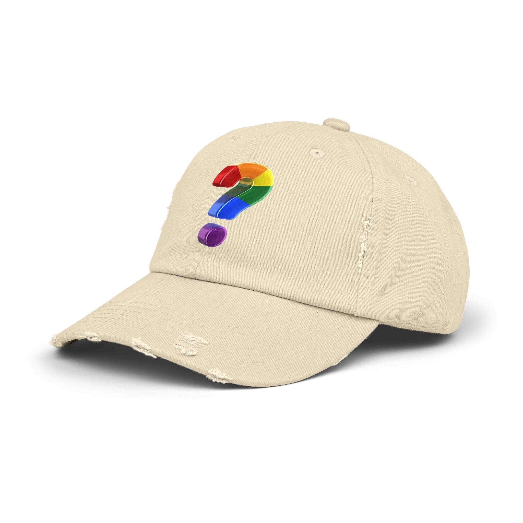Rainbow "?"  Distressed Cap