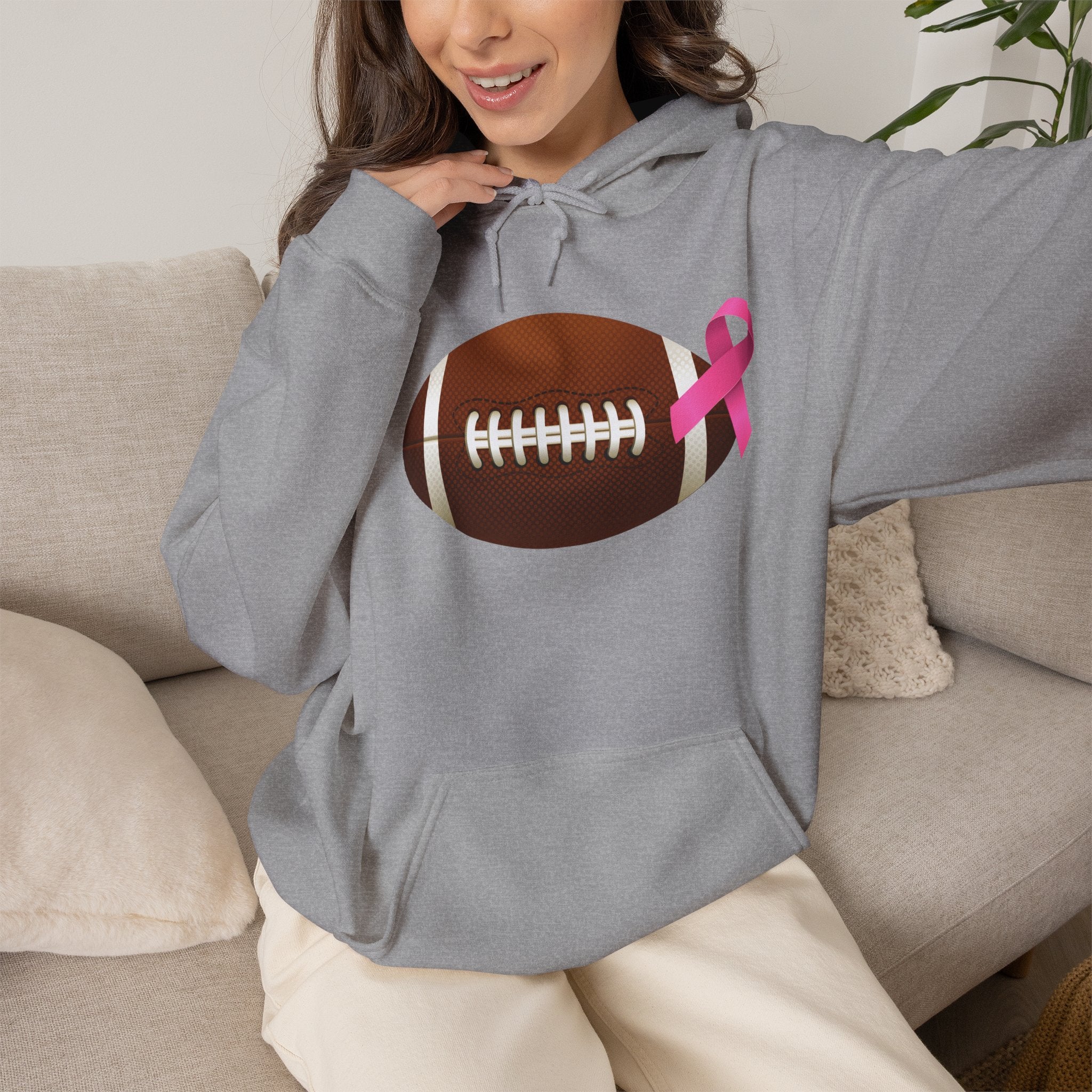 Breast Cancer Football Heavy Blend™ Hoodie